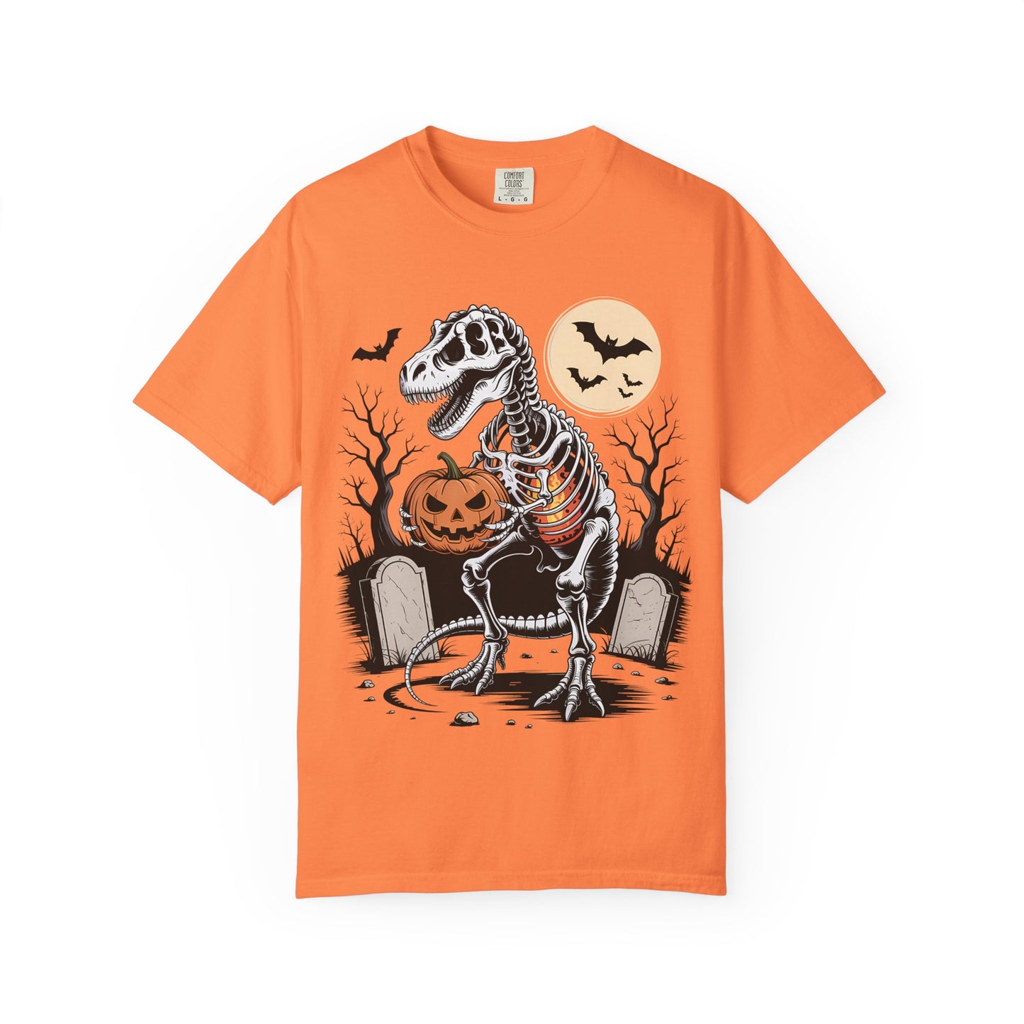 Halloween Skeleton Dino T-Shirt, Unisex Graphic Tee, Spooky T-Shirt, Fall Fashion, Trick or Treat Shirt, Costume Party Top