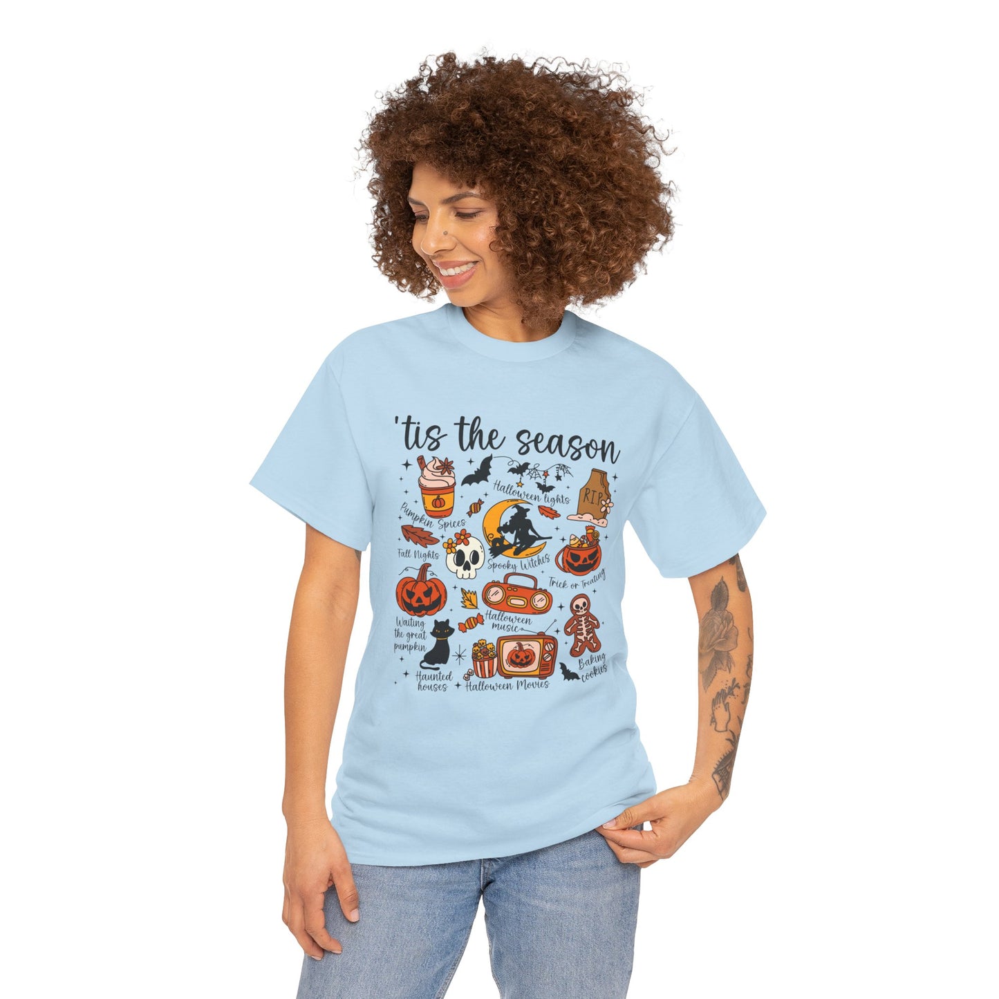 Autumn Halloween Tee, Cozy Cotton T-Shirt, Spooky Season Apparel, Unisex Festive Shirt, Ghostly Gatherings Outfit, Halloween Party Wear