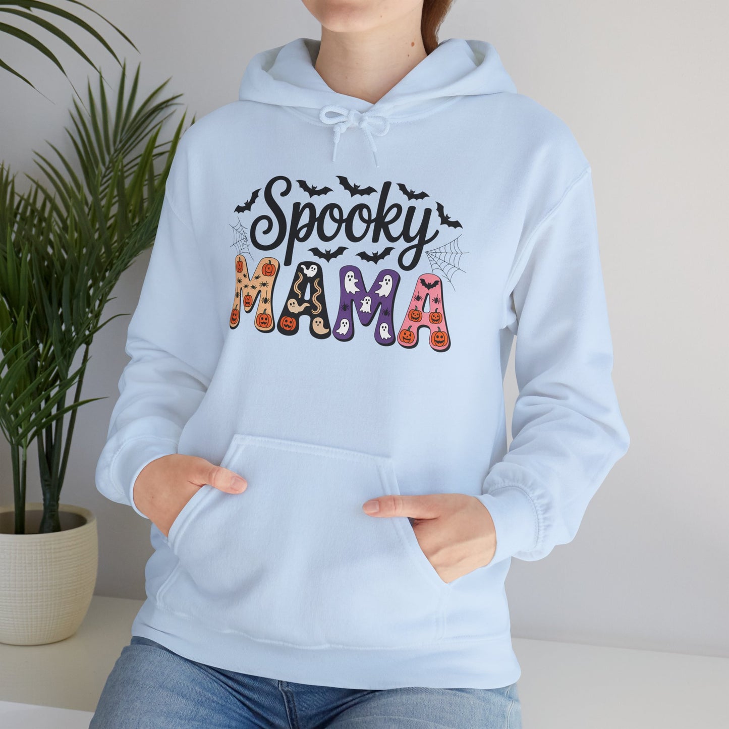 Spooky Mama Hooded Sweatshirt | Cozy Halloween Apparel, Unisex Sweatshirt, Gift for Halloween Lovers, Fall Fashion, Casual Hoodie
