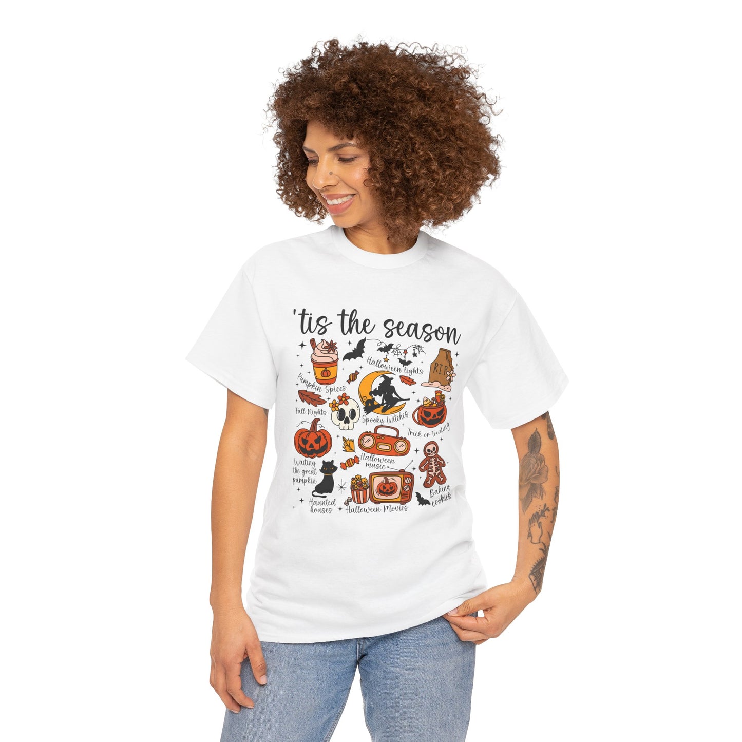 Autumn Halloween Tee, Cozy Cotton T-Shirt, Spooky Season Apparel, Unisex Festive Shirt, Ghostly Gatherings Outfit, Halloween Party Wear