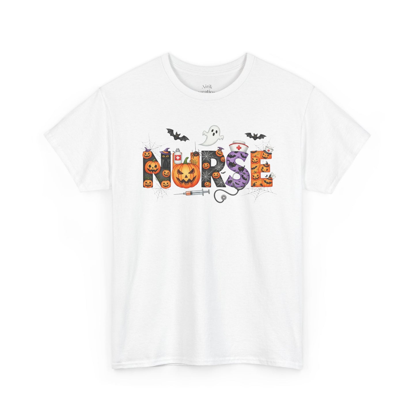 Halloween Nurse Tee - Unisex Heavy Cotton T-Shirt, Spooky Shirt for Nurses, Halloween Costume, Gift for Healthcare Workers, Fall Apparel