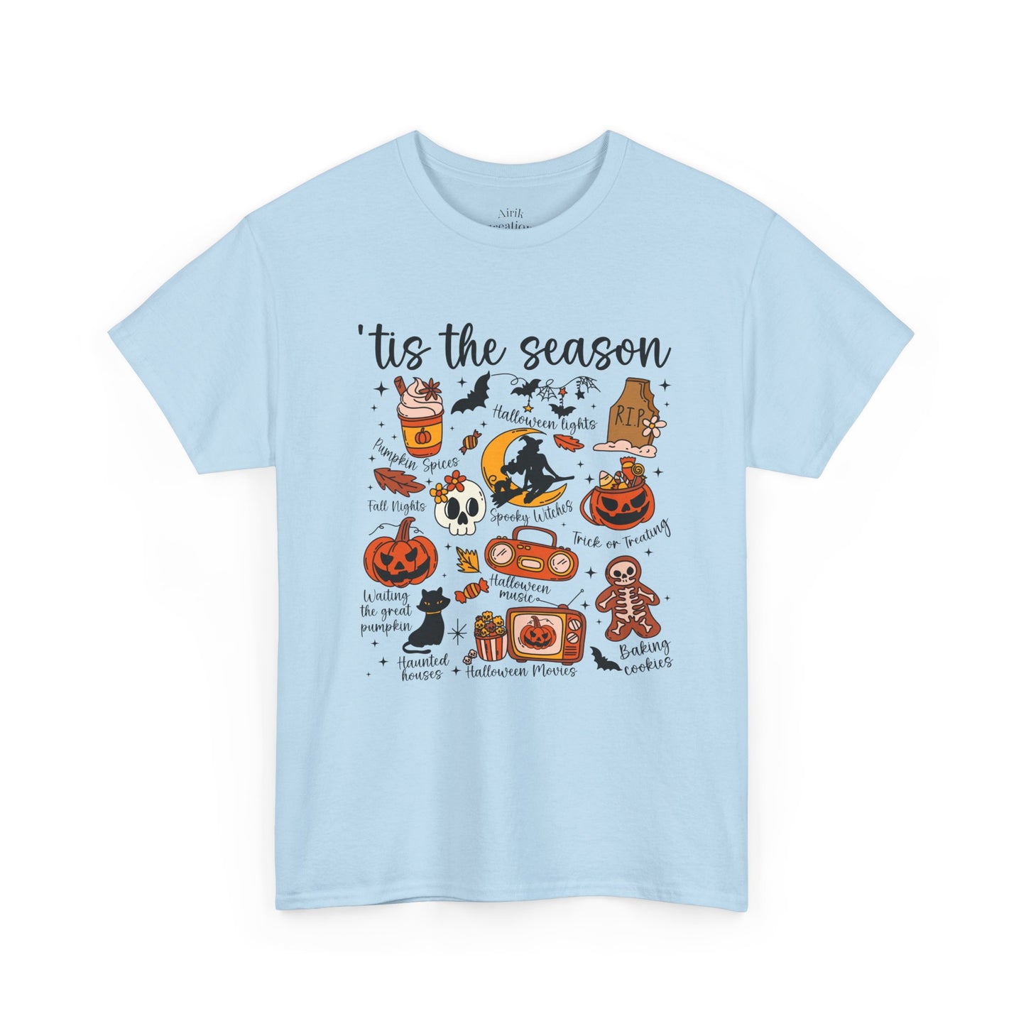 Autumn Halloween Tee, Cozy Cotton T-Shirt, Spooky Season Apparel, Unisex Festive Shirt, Ghostly Gatherings Outfit, Halloween Party Wear