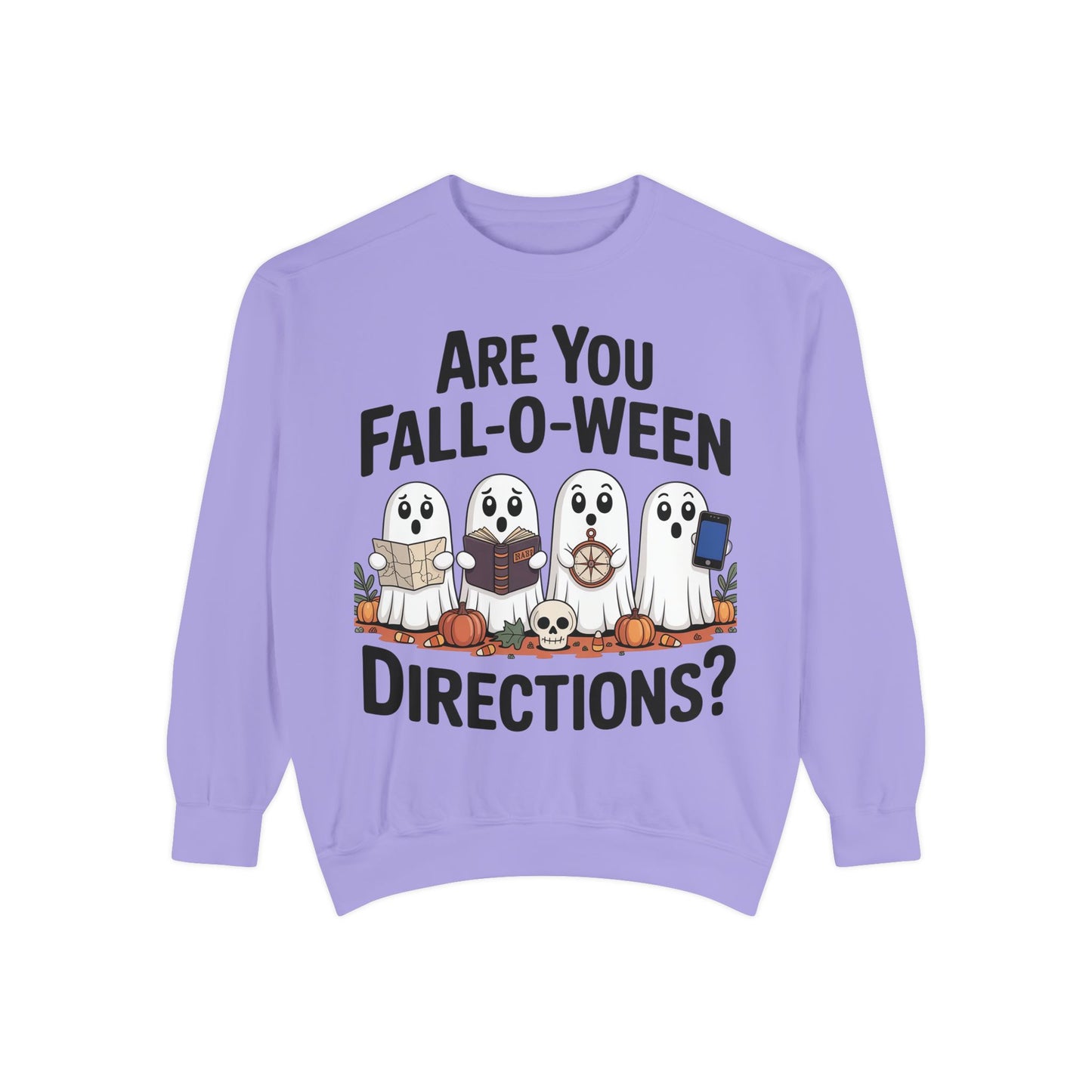 Ghostly Fall-O-Ween Sweatshirt, Unisex Garment-Dyed Pullover, Cozy Halloween Attire, Ghost Sweater, Fall Fashion, Spooky Gift