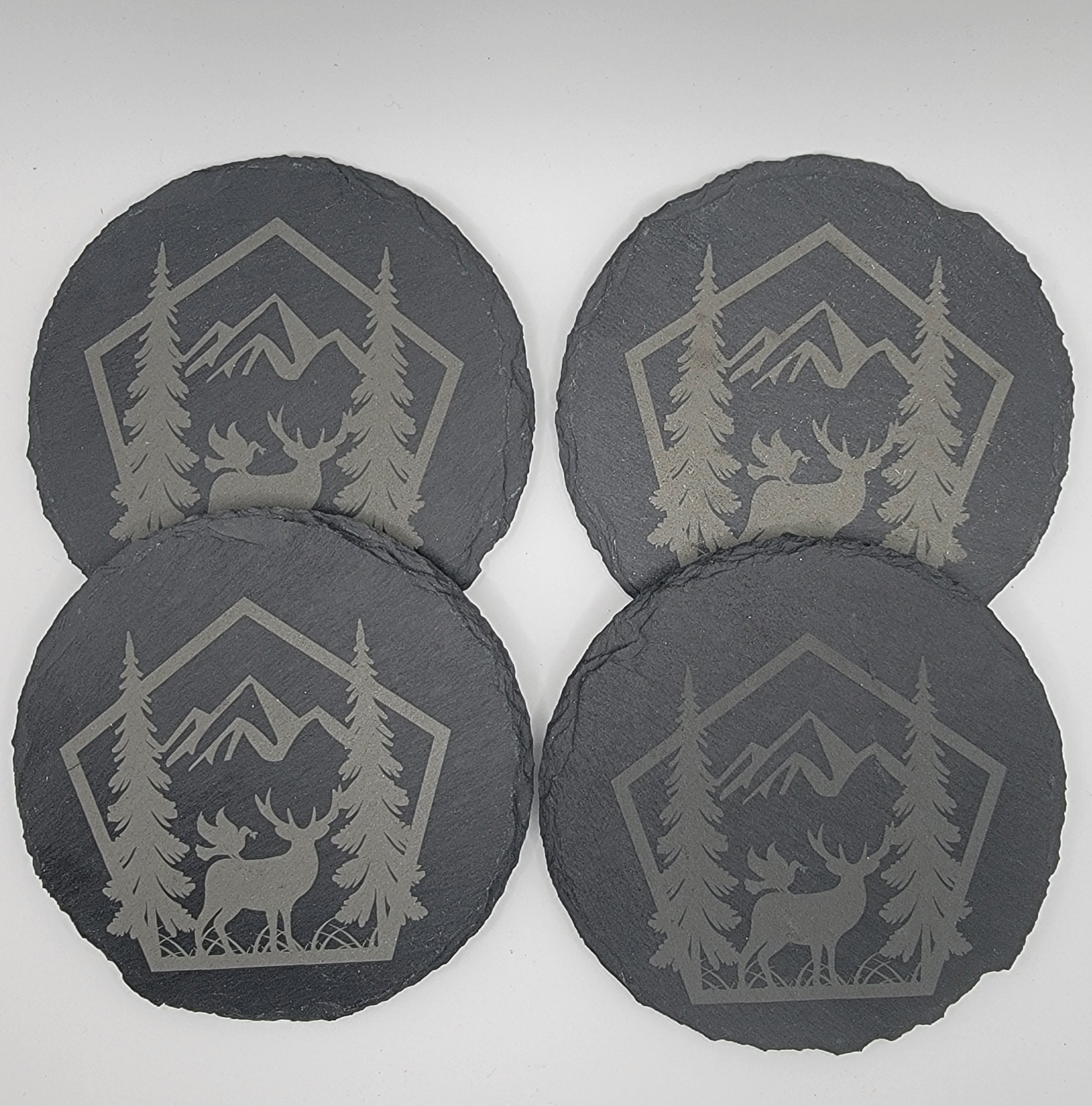 Engraved slate coaster set