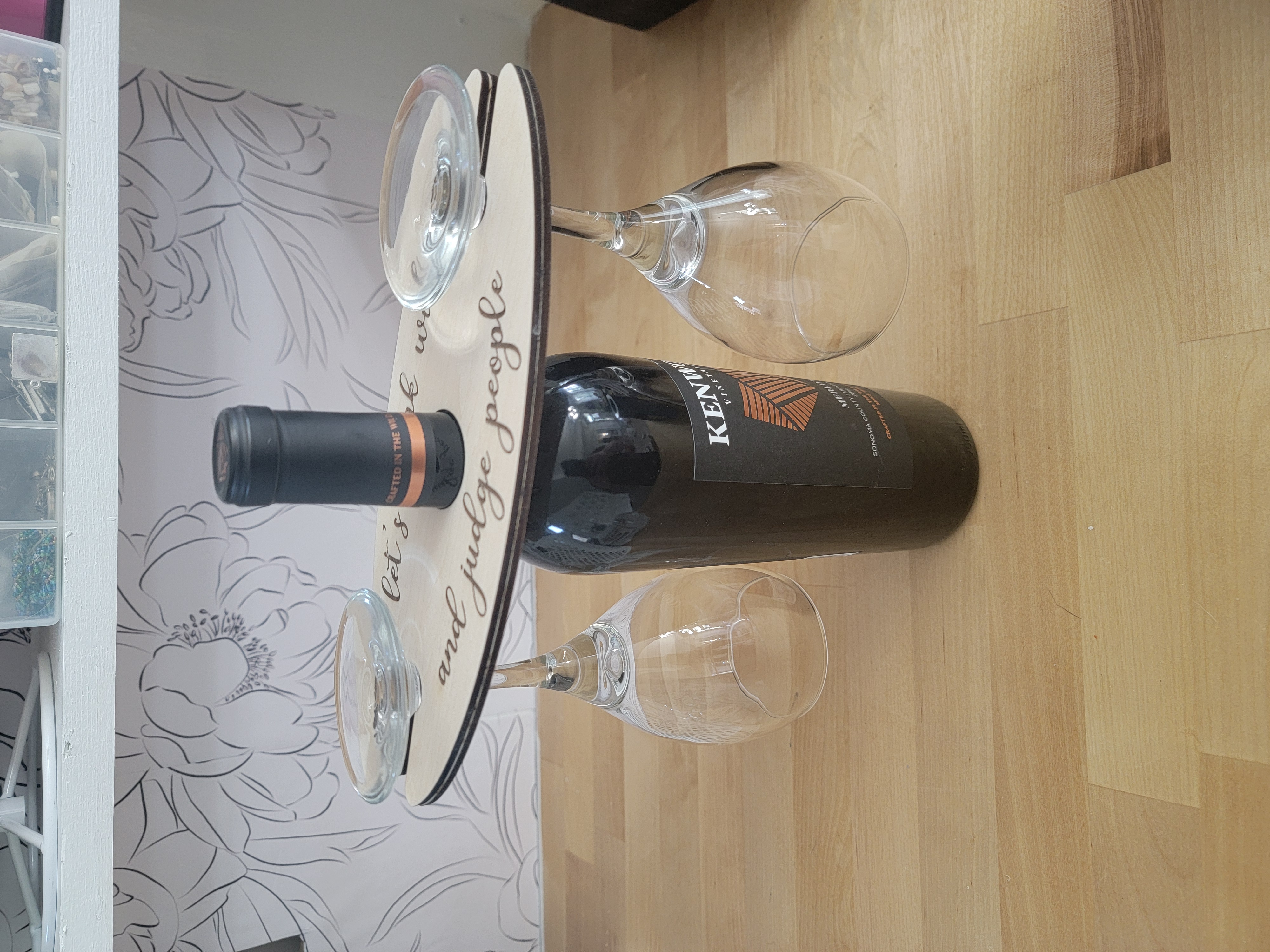 Wine bottle holder angled view