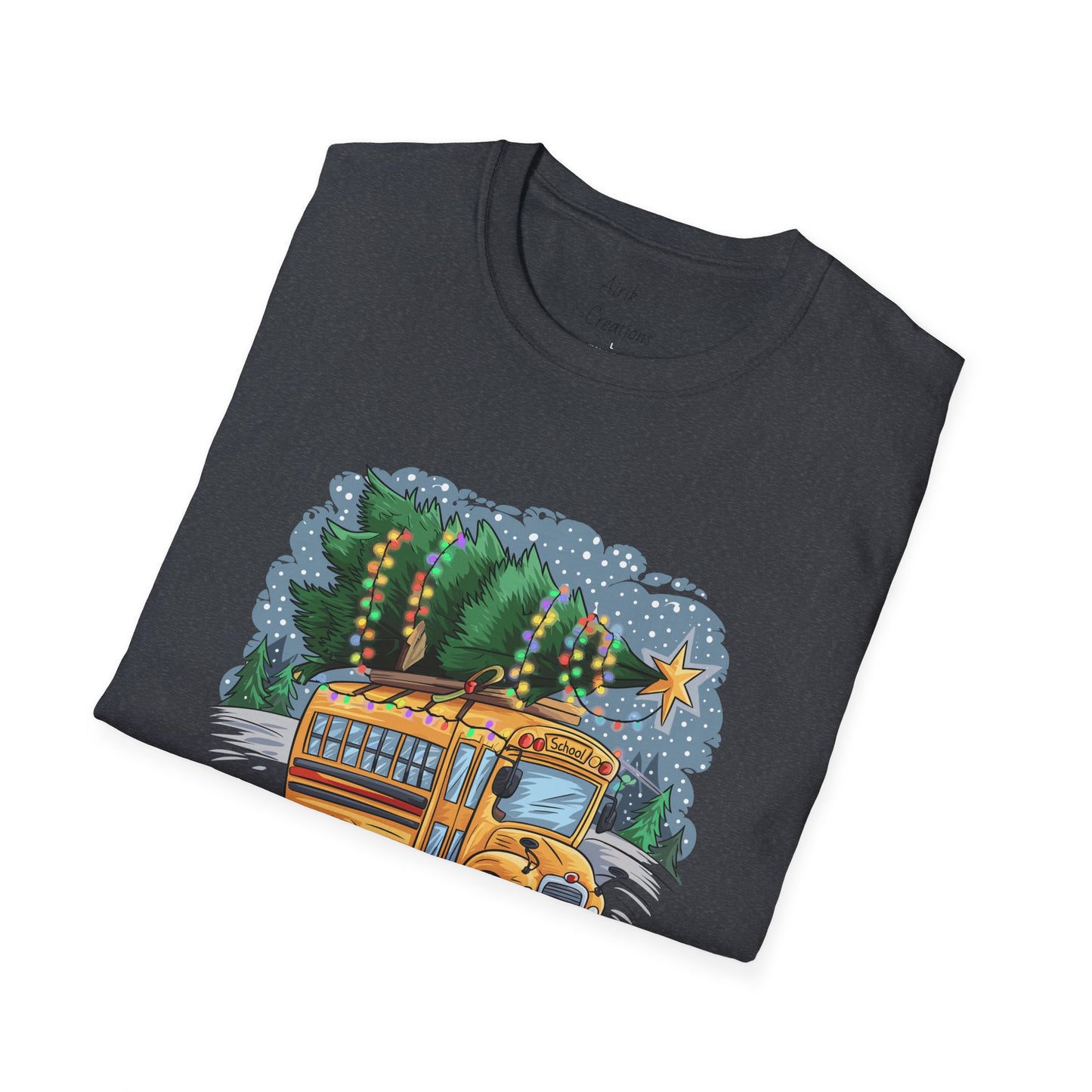 Unisex Softstyle T-Shirt - School Bus with Christmas Tree