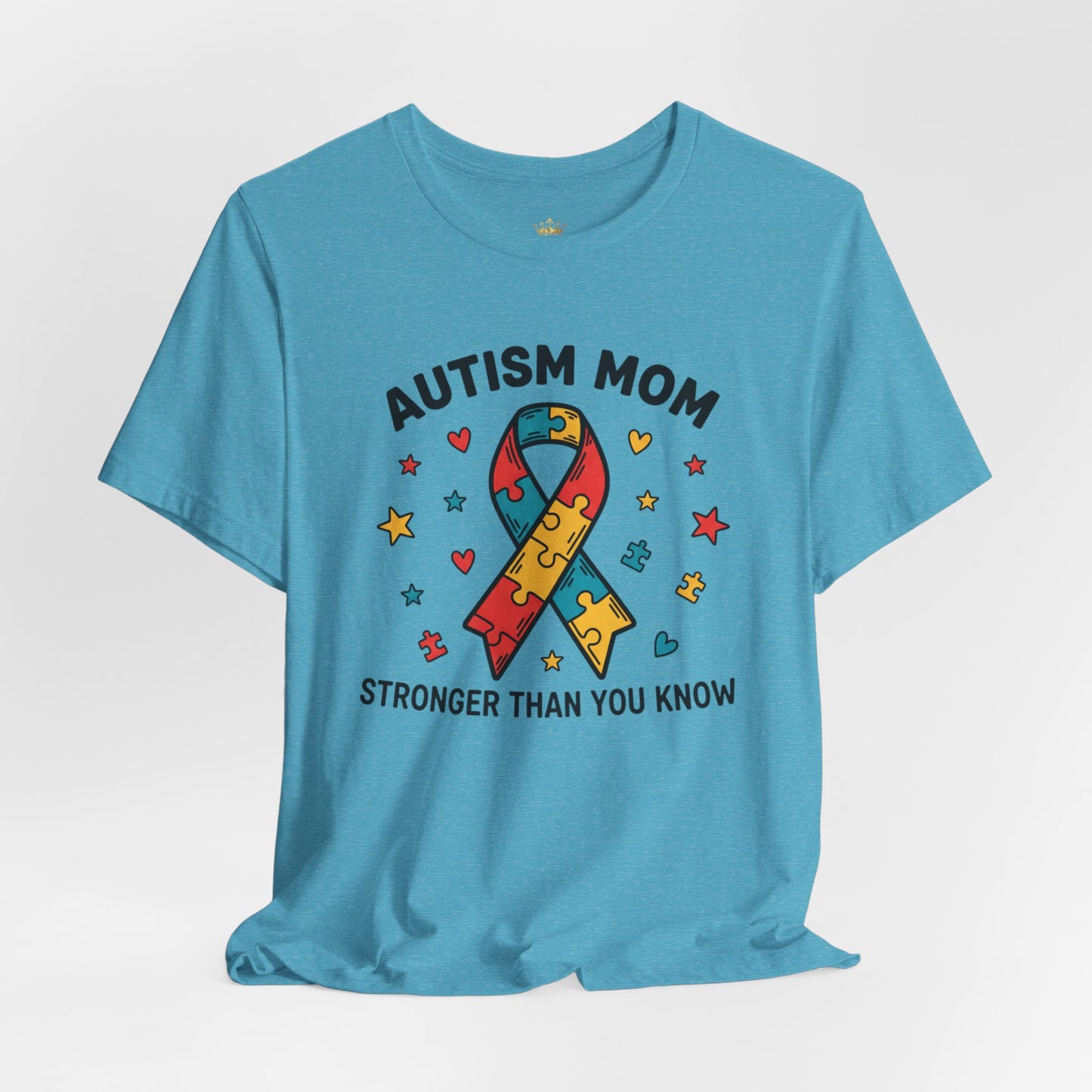 Autism Mom Tee — "AUTISM MOM – STRONGER THAN YOU KNOW" Puzzle Ribbon Shirt