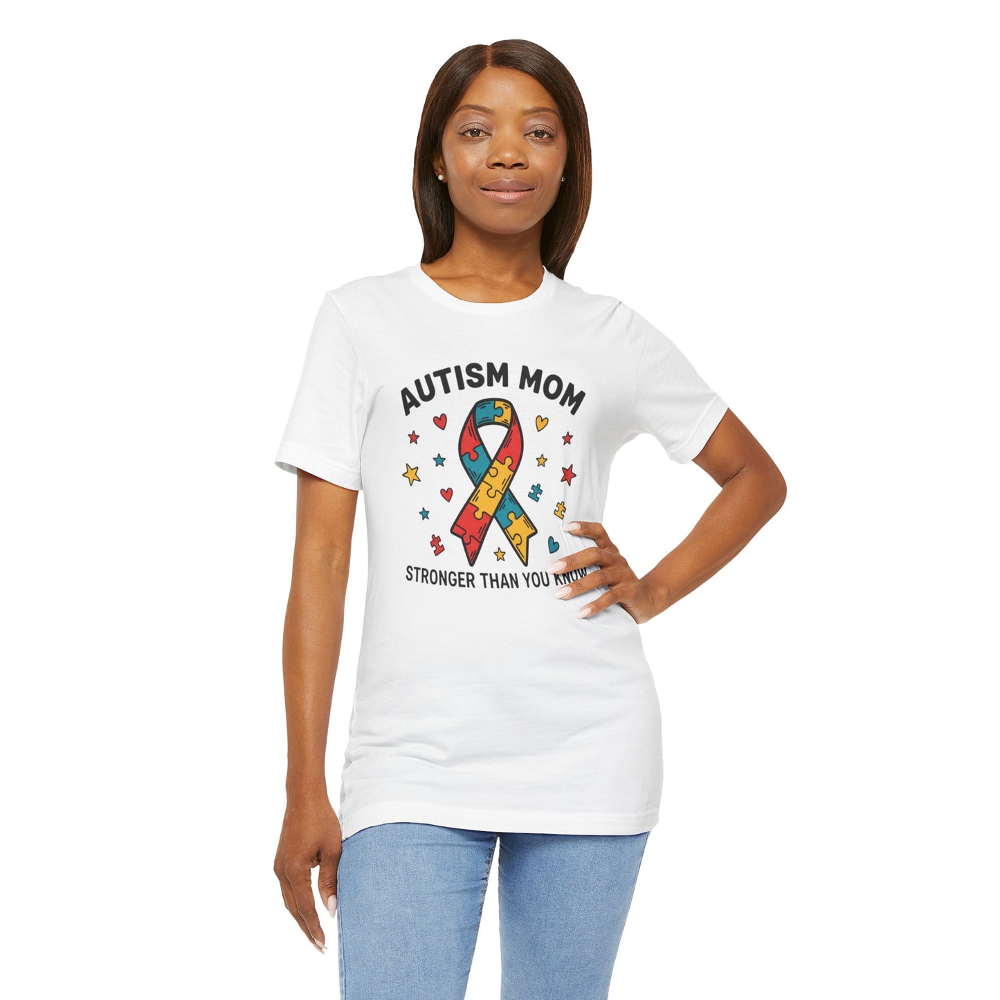 Autism Mom Tee — "AUTISM MOM – STRONGER THAN YOU KNOW" Puzzle Ribbon Shirt