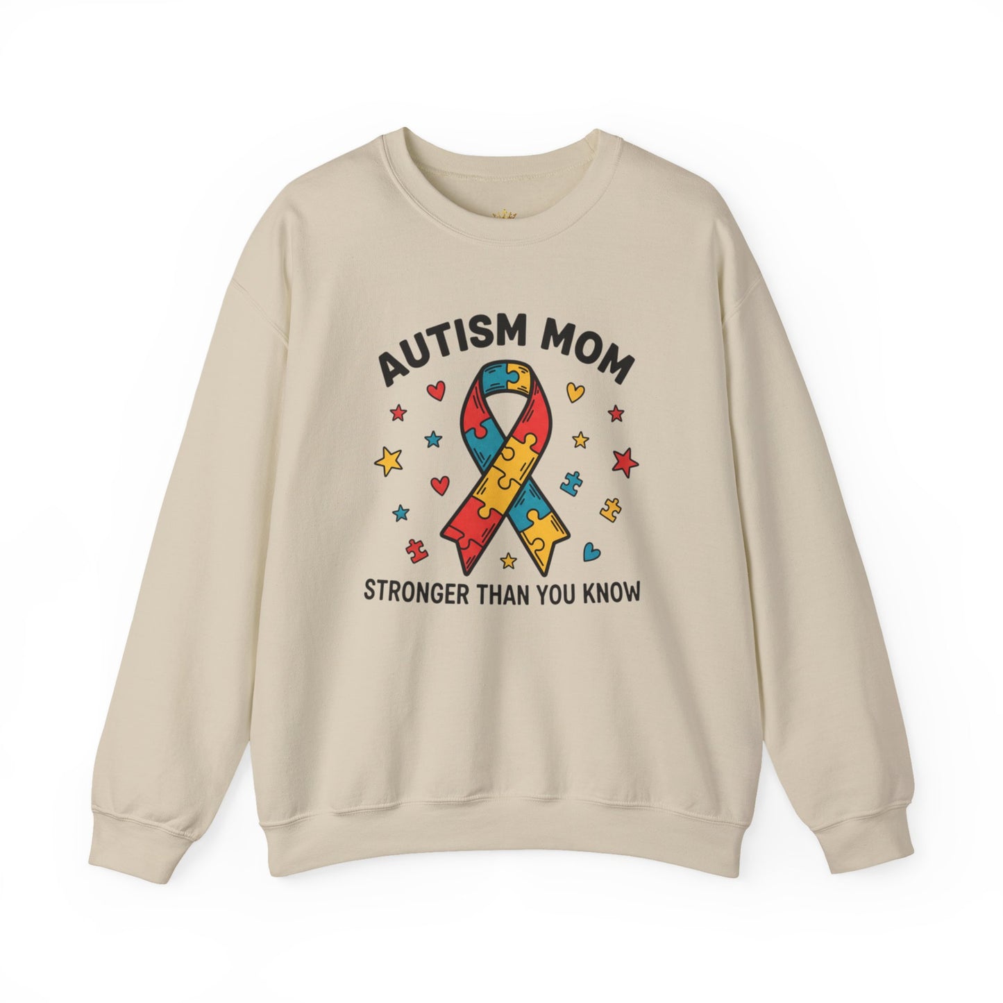 Autism Mom Puzzle Ribbon Sweatshirt — "Stronger Than You Know"