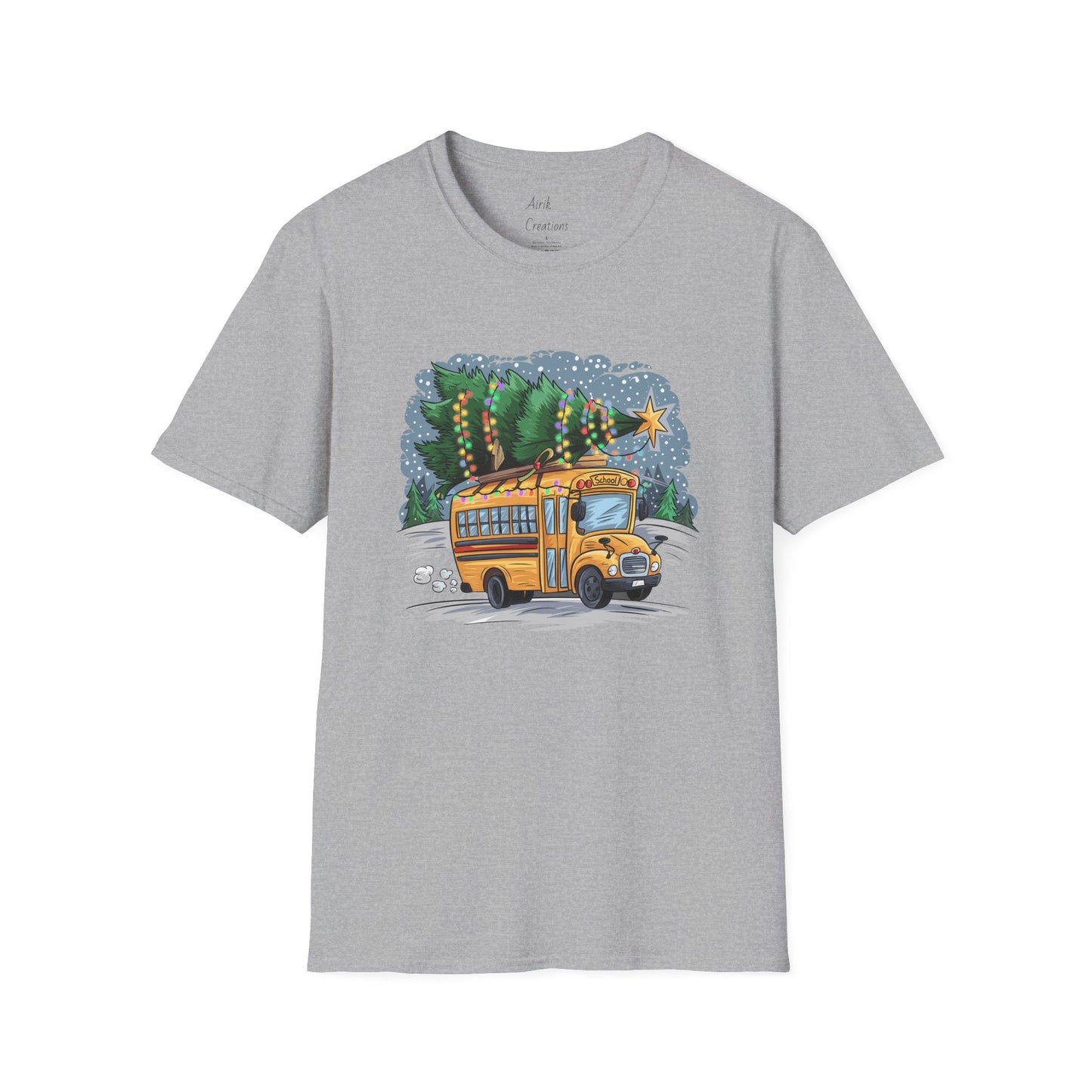 Unisex Softstyle T-Shirt - School Bus with Christmas Tree