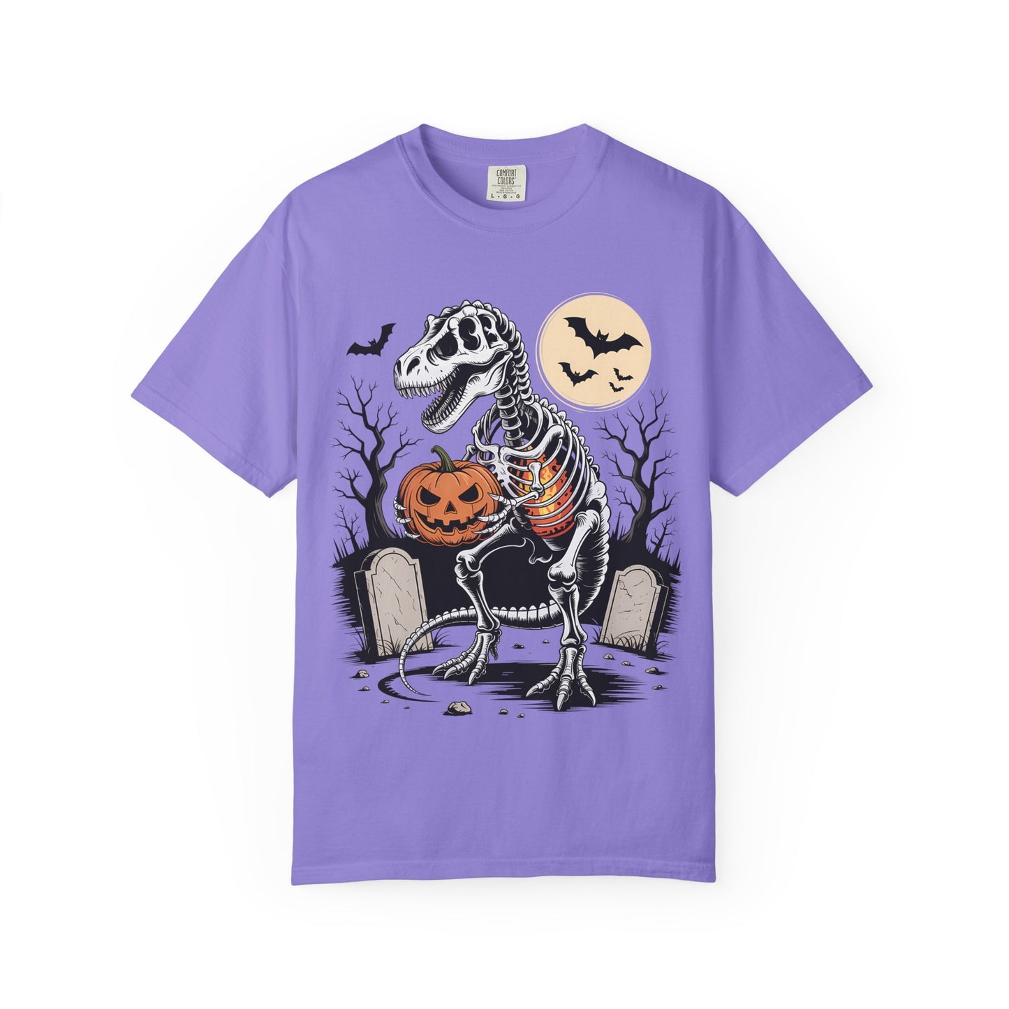 Halloween Skeleton Dino T-Shirt, Unisex Graphic Tee, Spooky T-Shirt, Fall Fashion, Trick or Treat Shirt, Costume Party Top