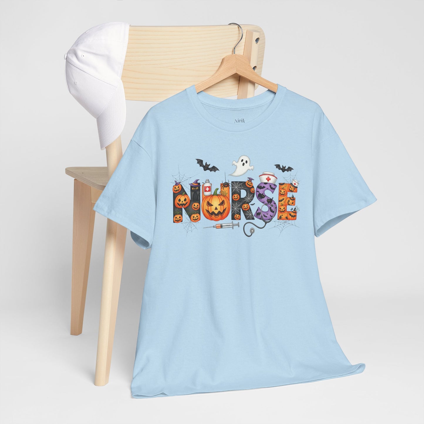 Halloween Nurse Tee - Unisex Heavy Cotton T-Shirt, Spooky Shirt for Nurses, Halloween Costume, Gift for Healthcare Workers, Fall Apparel