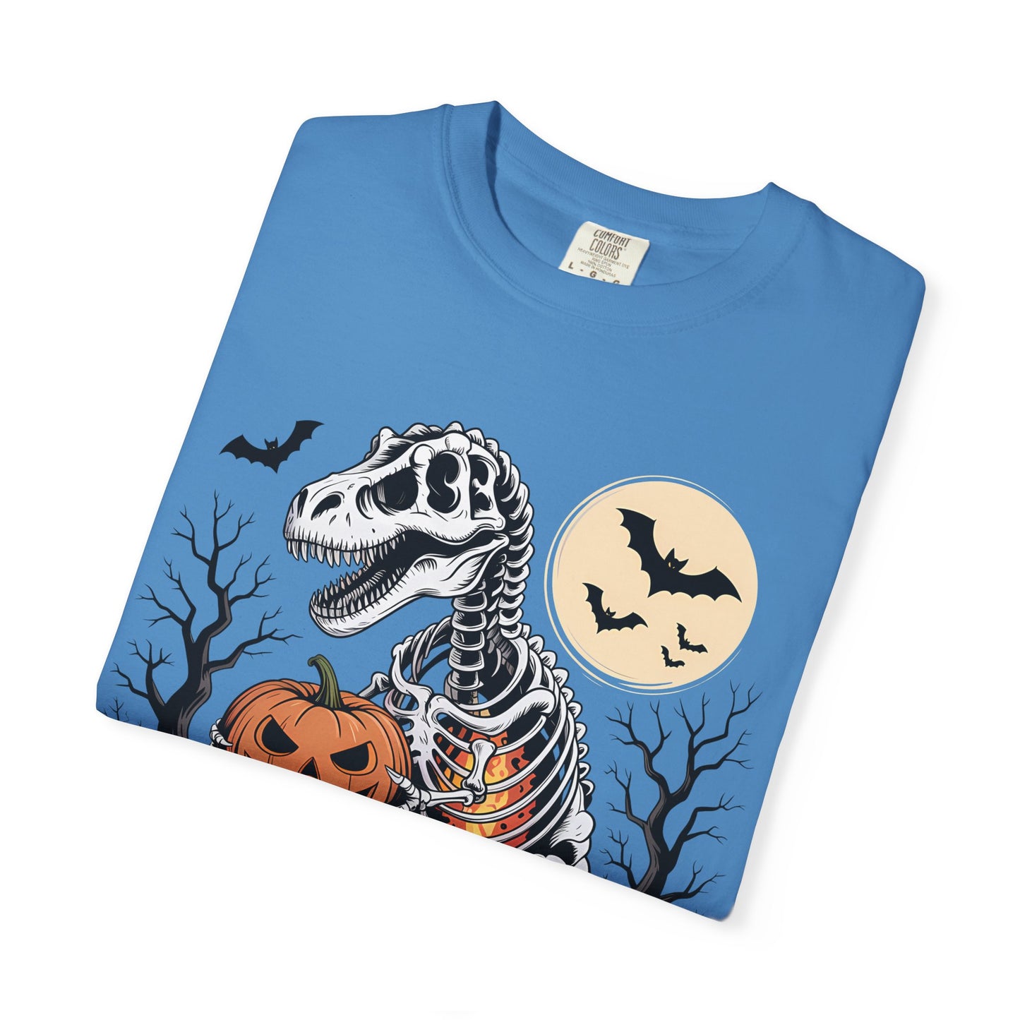 Halloween Skeleton Dino T-Shirt, Unisex Graphic Tee, Spooky T-Shirt, Fall Fashion, Trick or Treat Shirt, Costume Party Top