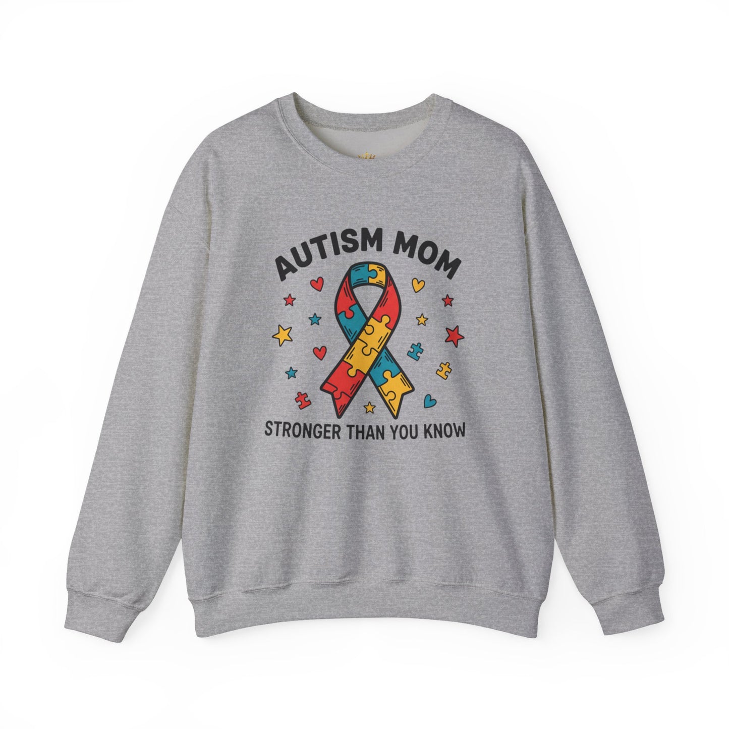 Autism Mom Puzzle Ribbon Sweatshirt — "Stronger Than You Know"