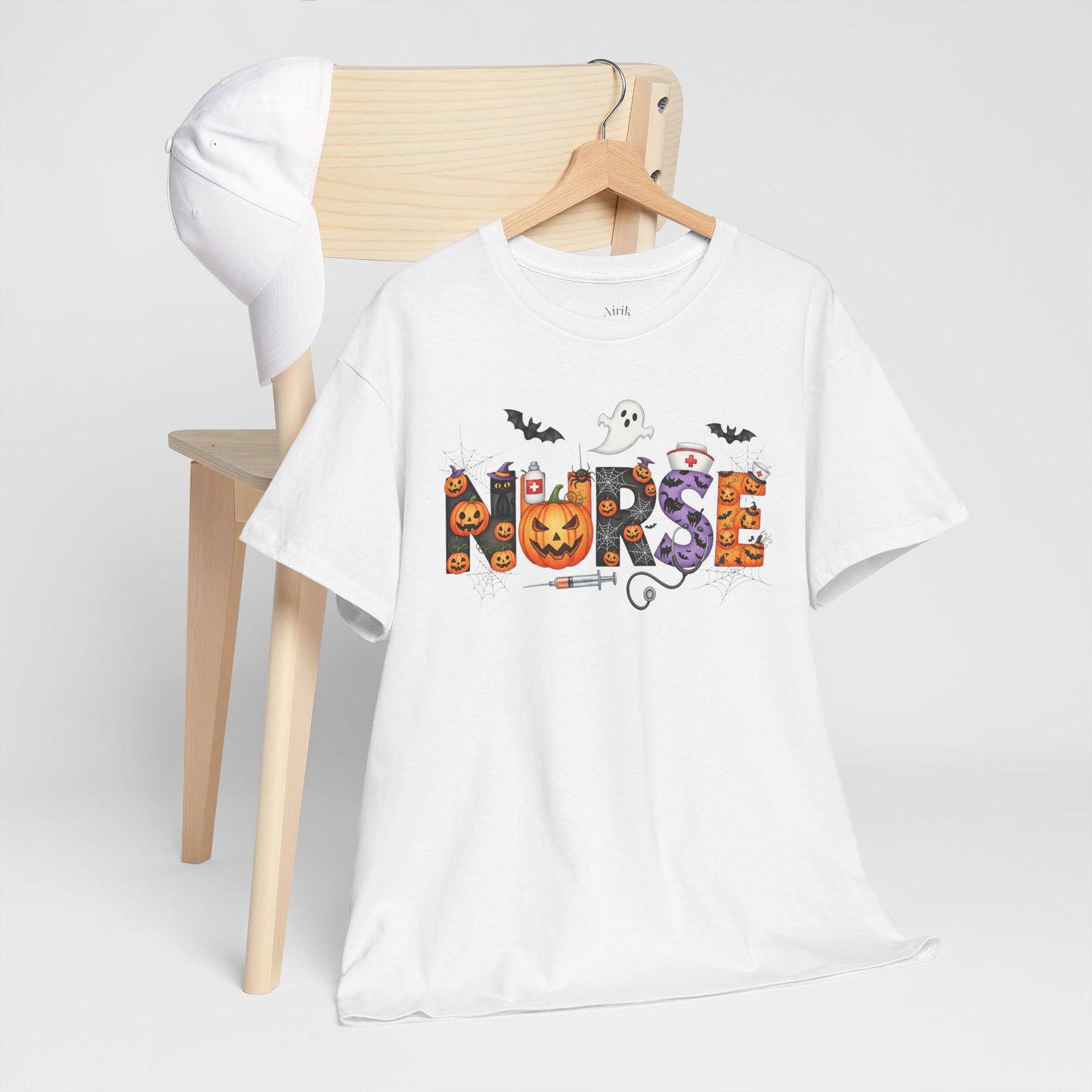 Halloween Nurse Tee - Unisex Heavy Cotton T-Shirt, Spooky Shirt for Nurses, Halloween Costume, Gift for Healthcare Workers, Fall Apparel