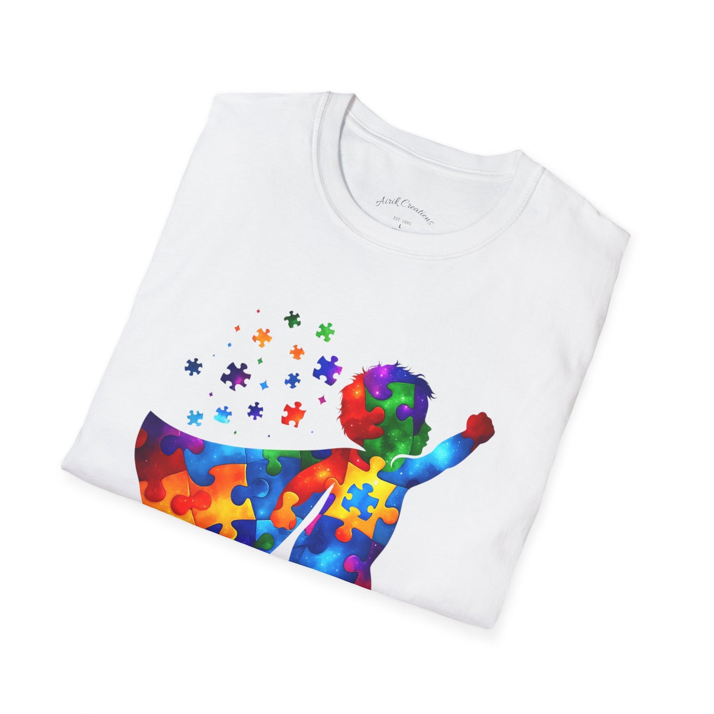 Autism Awareness Superhero T-Shirt – Colorful Puzzle Cape Kids Support Tee