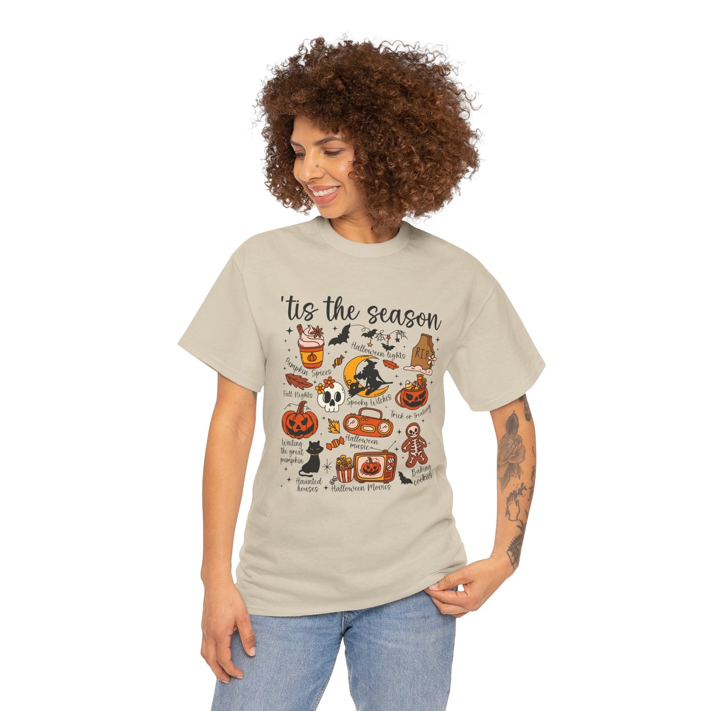 Autumn Halloween Tee, Cozy Cotton T-Shirt, Spooky Season Apparel, Unisex Festive Shirt, Ghostly Gatherings Outfit, Halloween Party Wear