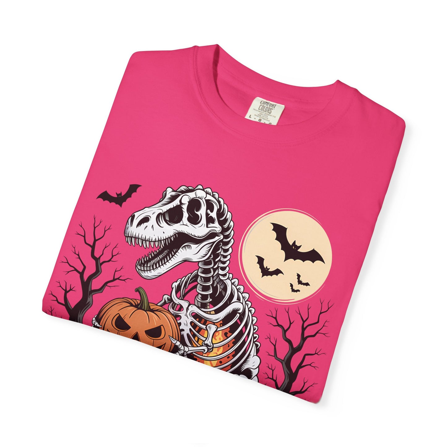 Halloween Skeleton Dino T-Shirt, Unisex Graphic Tee, Spooky T-Shirt, Fall Fashion, Trick or Treat Shirt, Costume Party Top