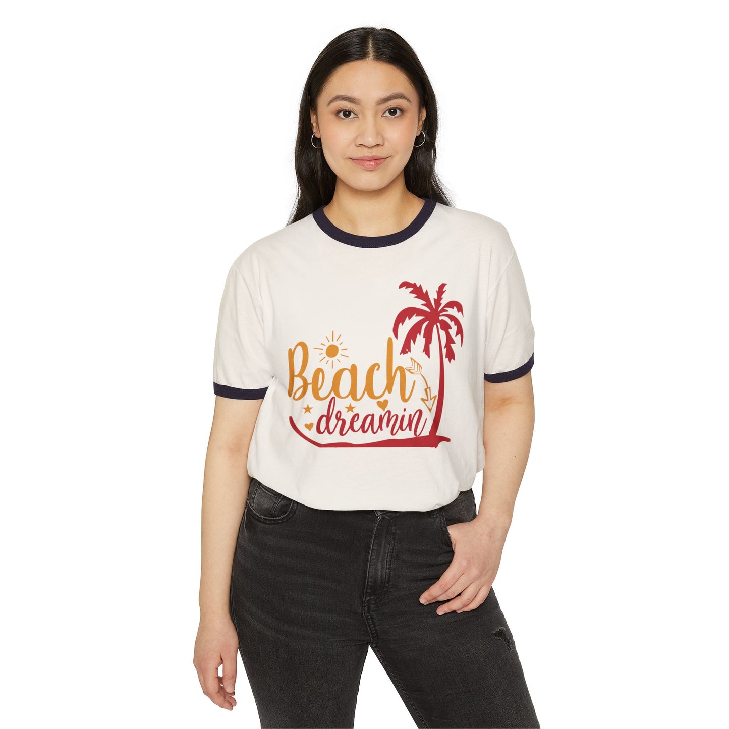 Unisex Cotton Ringer T-Shirt - Beach Dreamin