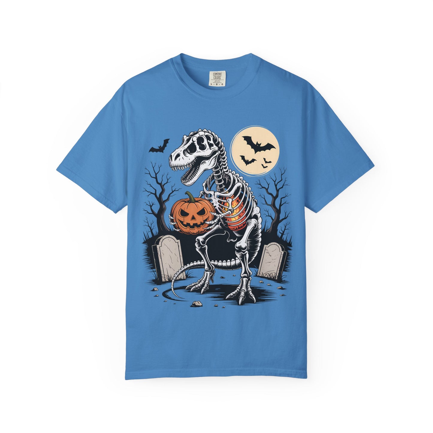 Halloween Skeleton Dino T-Shirt, Unisex Graphic Tee, Spooky T-Shirt, Fall Fashion, Trick or Treat Shirt, Costume Party Top