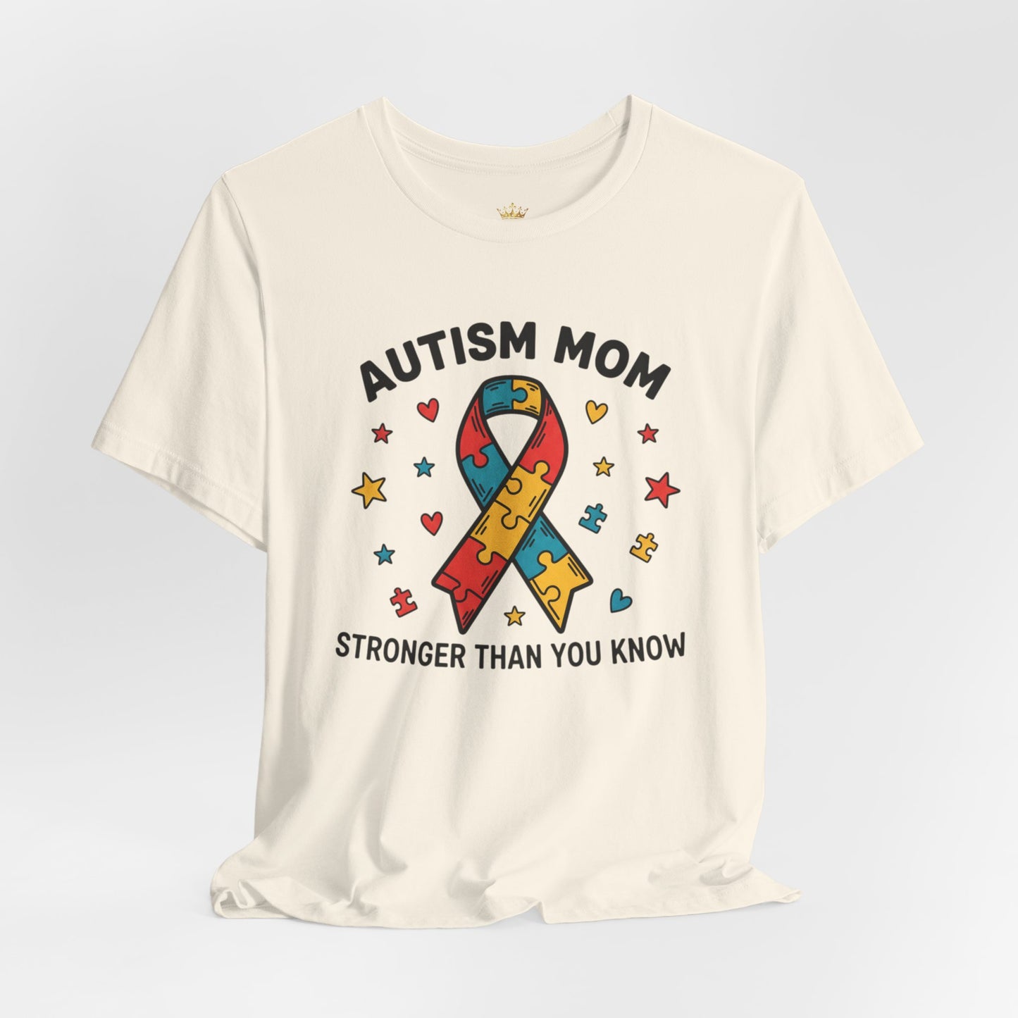 Autism Mom Tee — "AUTISM MOM – STRONGER THAN YOU KNOW" Puzzle Ribbon Shirt