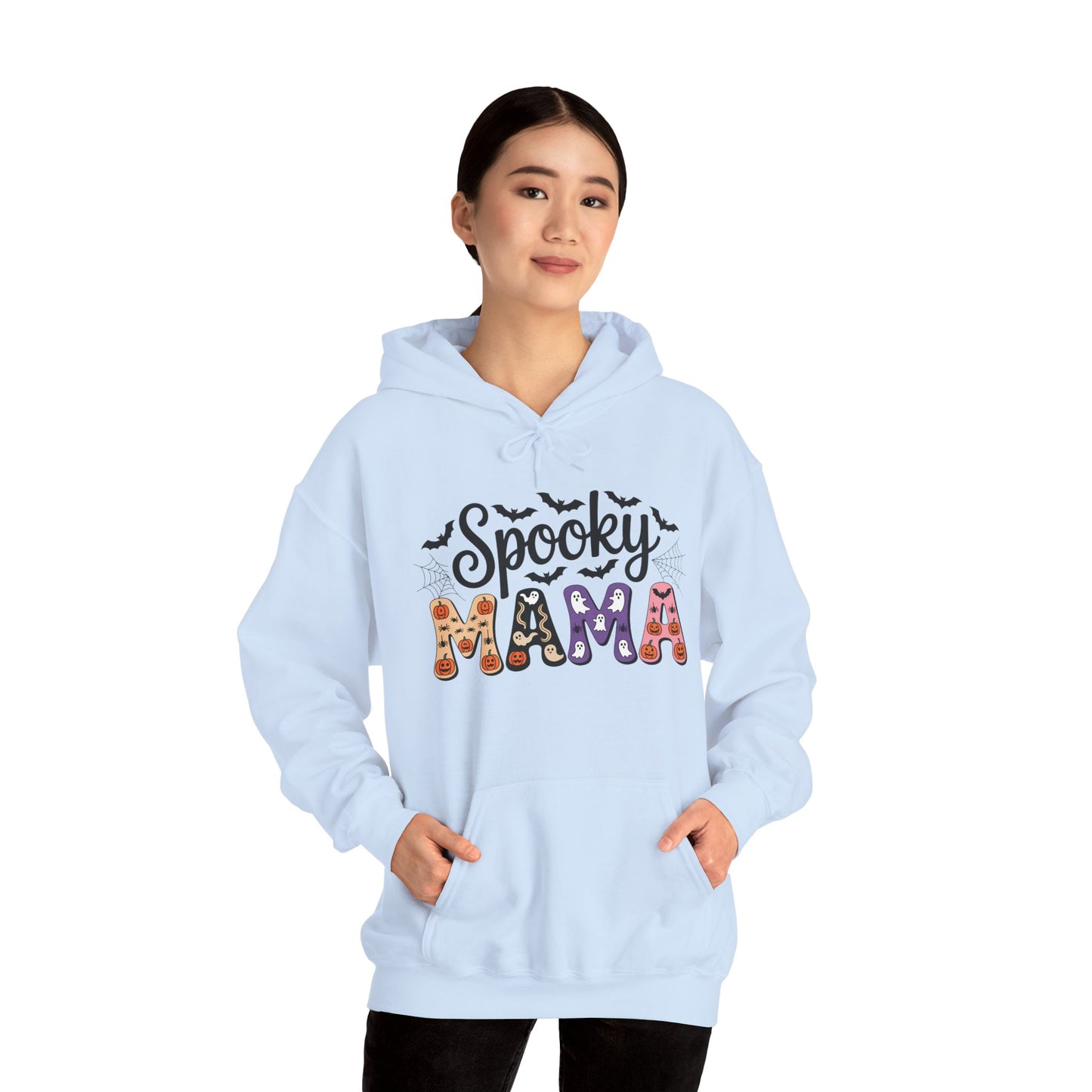 Spooky Mama Hooded Sweatshirt | Cozy Halloween Apparel, Unisex Sweatshirt, Gift for Halloween Lovers, Fall Fashion, Casual Hoodie