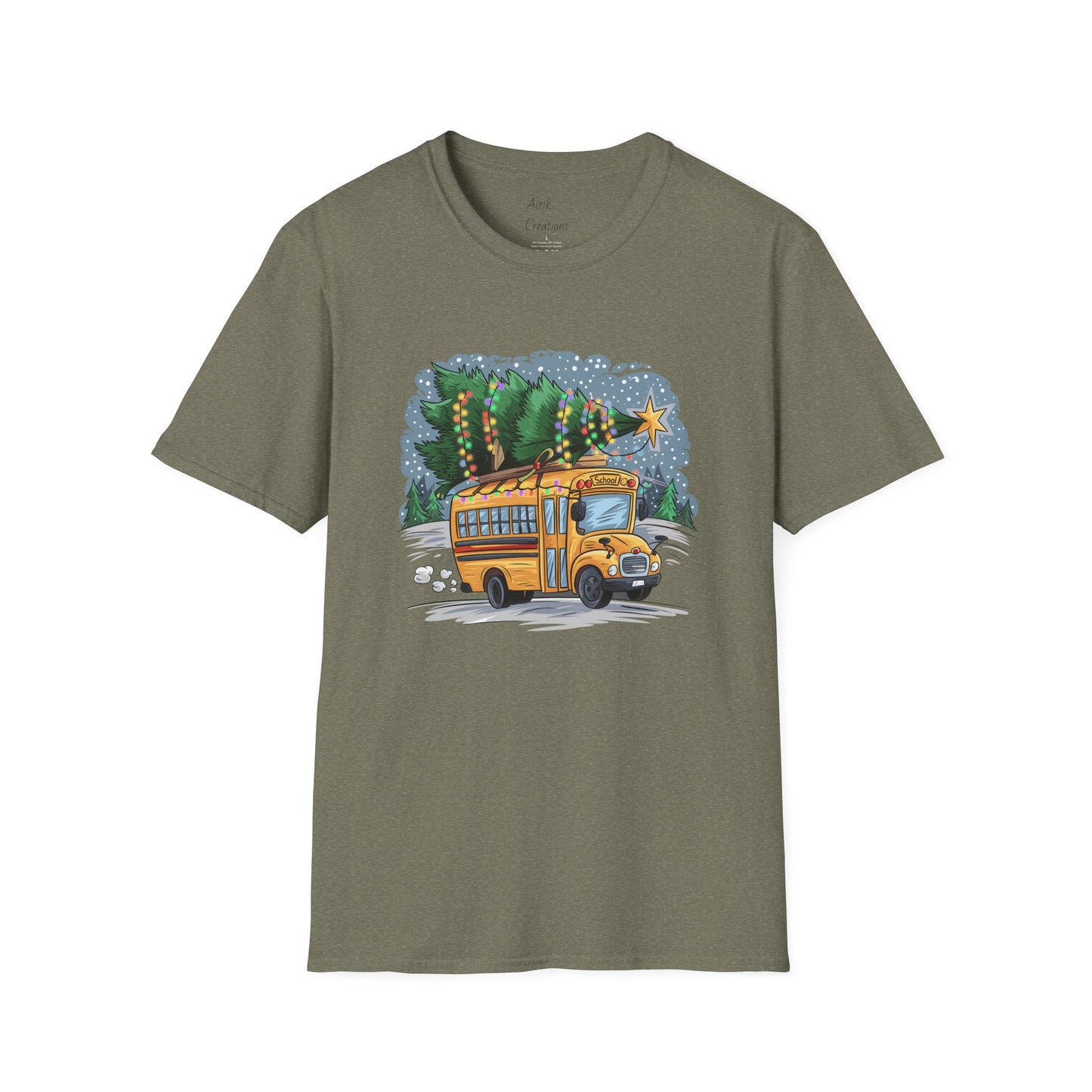 Unisex Softstyle T-Shirt - School Bus with Christmas Tree