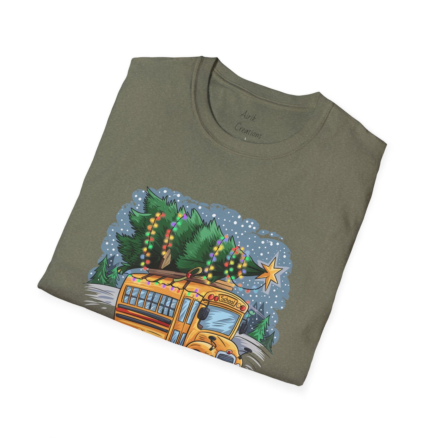 Unisex Softstyle T-Shirt - School Bus with Christmas Tree