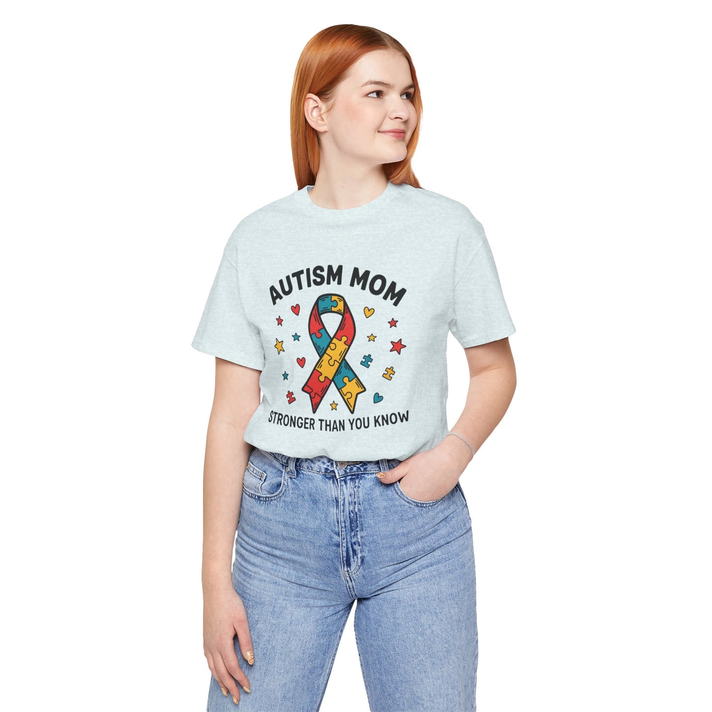 Autism Mom Tee — "AUTISM MOM – STRONGER THAN YOU KNOW" Puzzle Ribbon Shirt