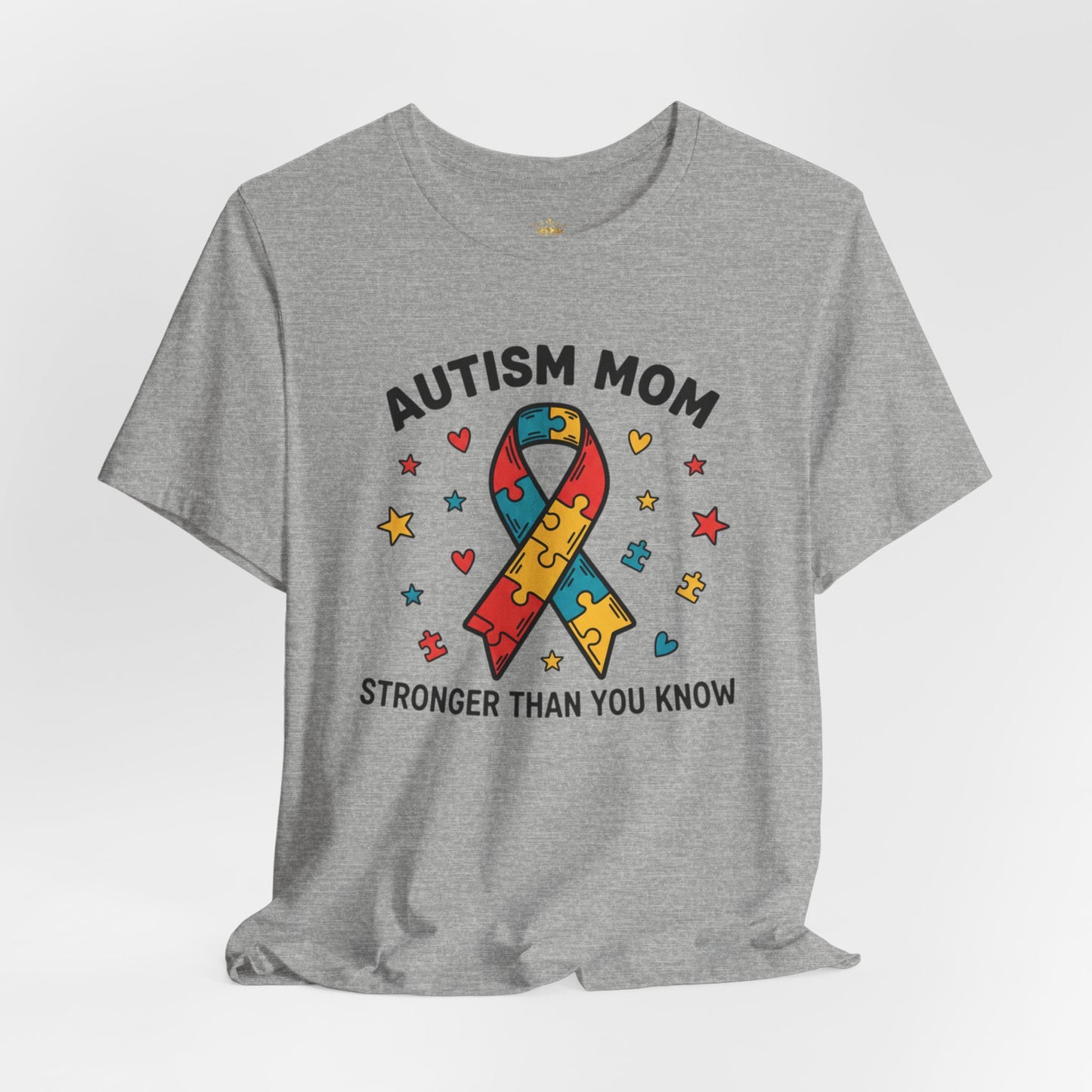 Autism Mom Tee — "AUTISM MOM – STRONGER THAN YOU KNOW" Puzzle Ribbon Shirt