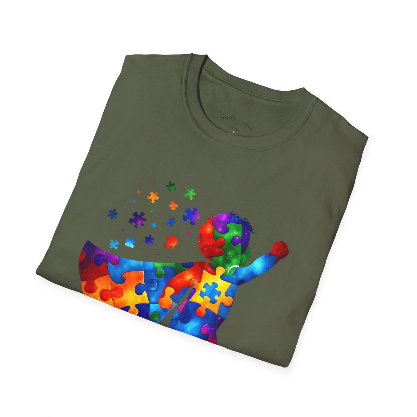 Autism Awareness Superhero T-Shirt – Colorful Puzzle Cape Kids Support Tee