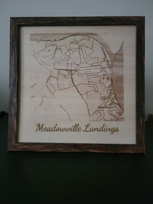 Custom Engraved Map Meadowville Landings
