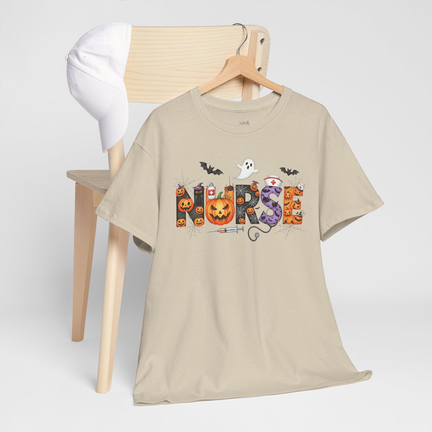 Halloween Nurse Tee - Unisex Heavy Cotton T-Shirt, Spooky Shirt for Nurses, Halloween Costume, Gift for Healthcare Workers, Fall Apparel
