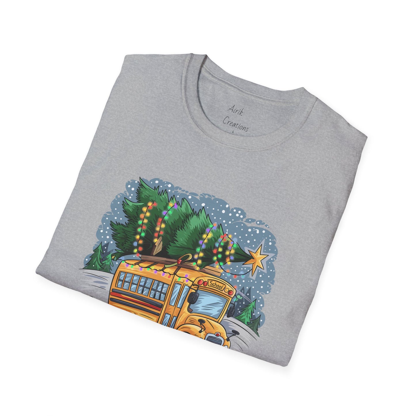 Unisex Softstyle T-Shirt - School Bus with Christmas Tree