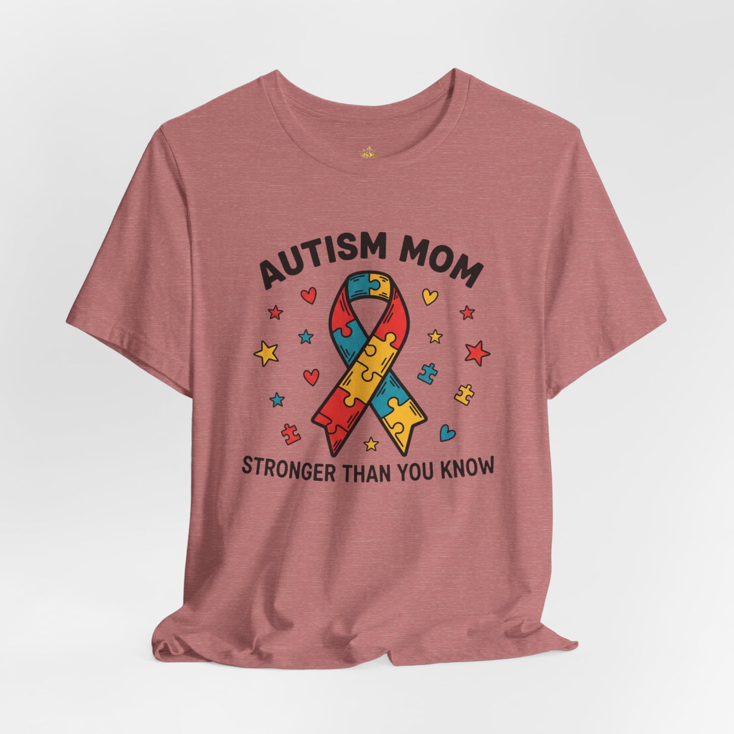Autism Mom Tee — "AUTISM MOM – STRONGER THAN YOU KNOW" Puzzle Ribbon Shirt