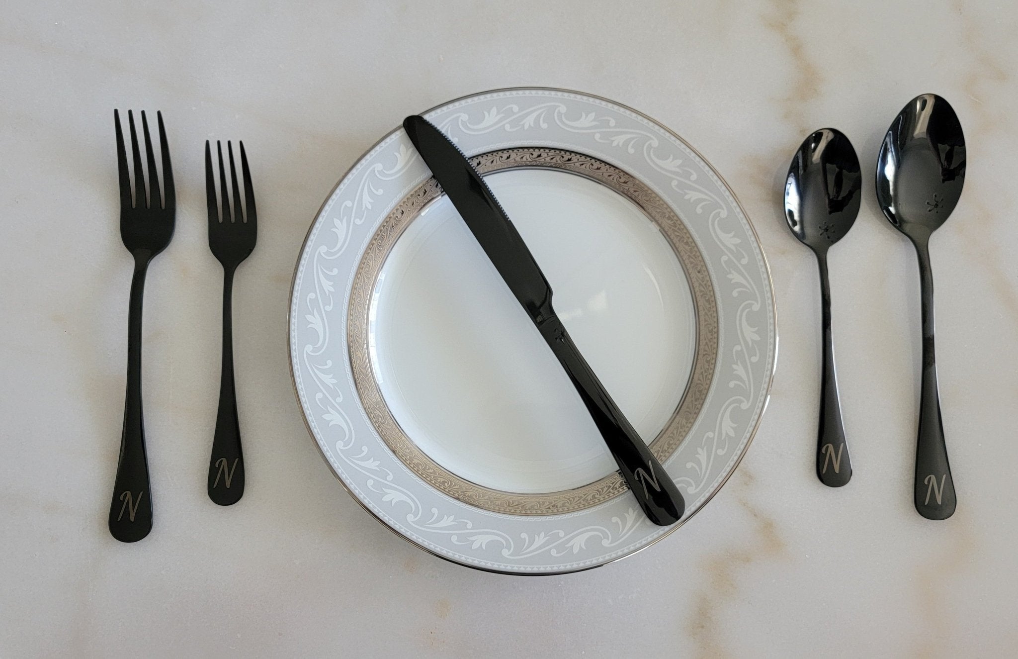 5 Piece Black Custom Engraved Flatware Set – Airik Creations LLC