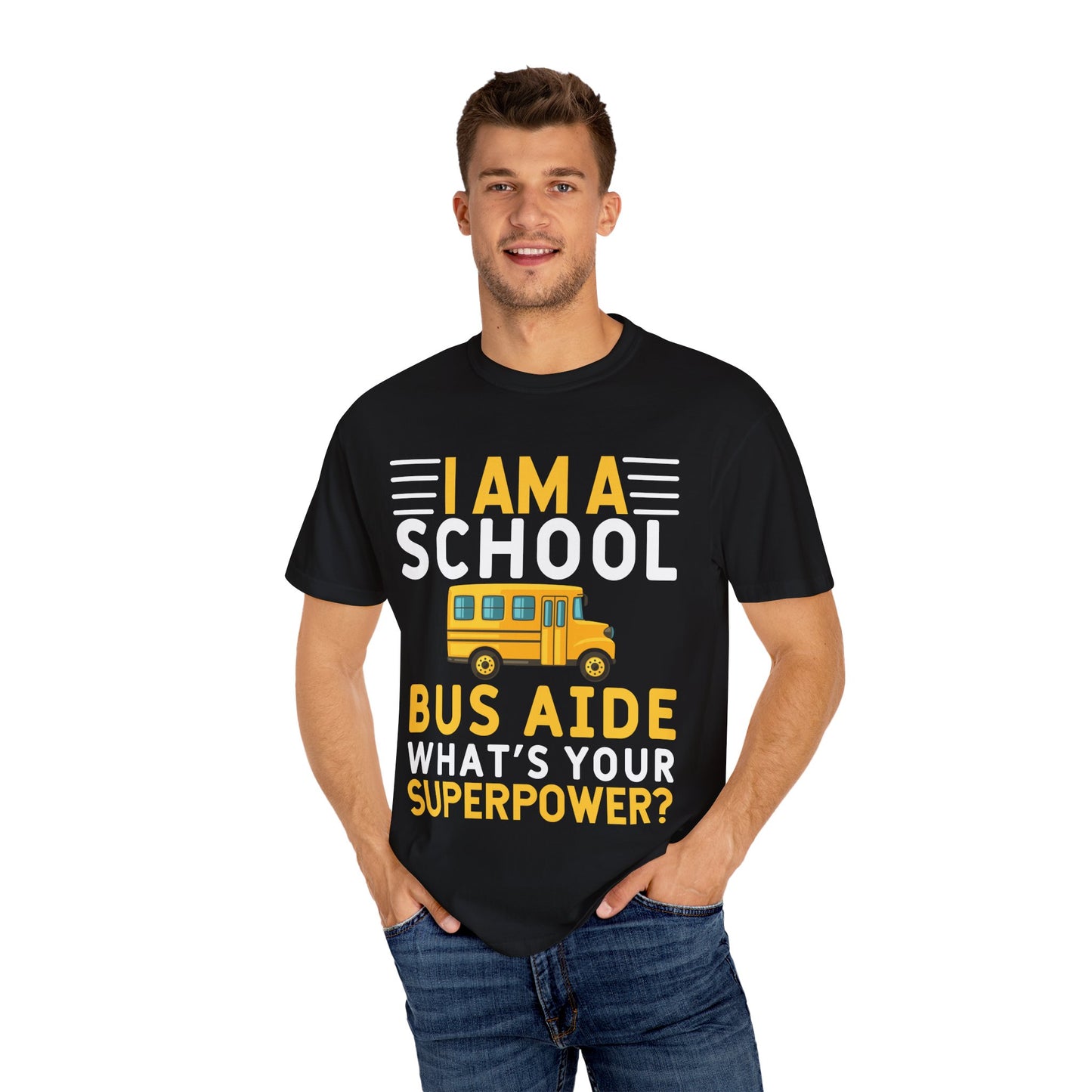 Unisex Garment-Dyed T-shirt - School Bus Super Power