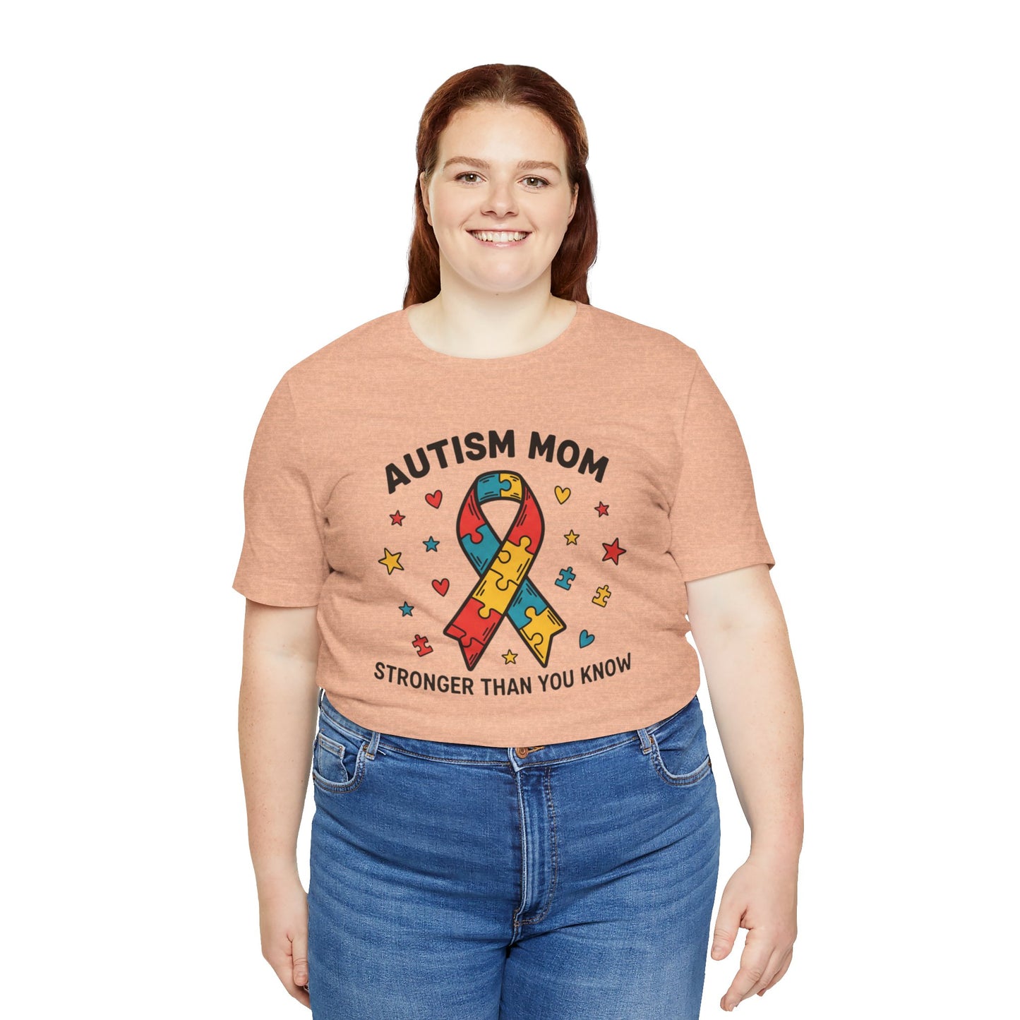 Autism Mom Tee — "AUTISM MOM – STRONGER THAN YOU KNOW" Puzzle Ribbon Shirt