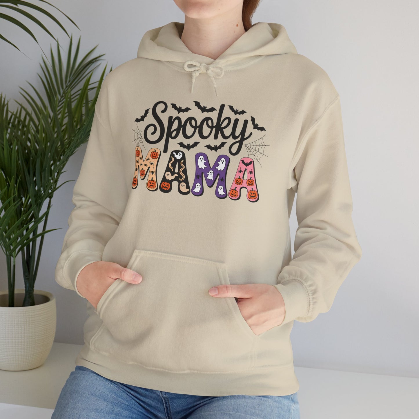Spooky Mama Hooded Sweatshirt | Cozy Halloween Apparel, Unisex Sweatshirt, Gift for Halloween Lovers, Fall Fashion, Casual Hoodie