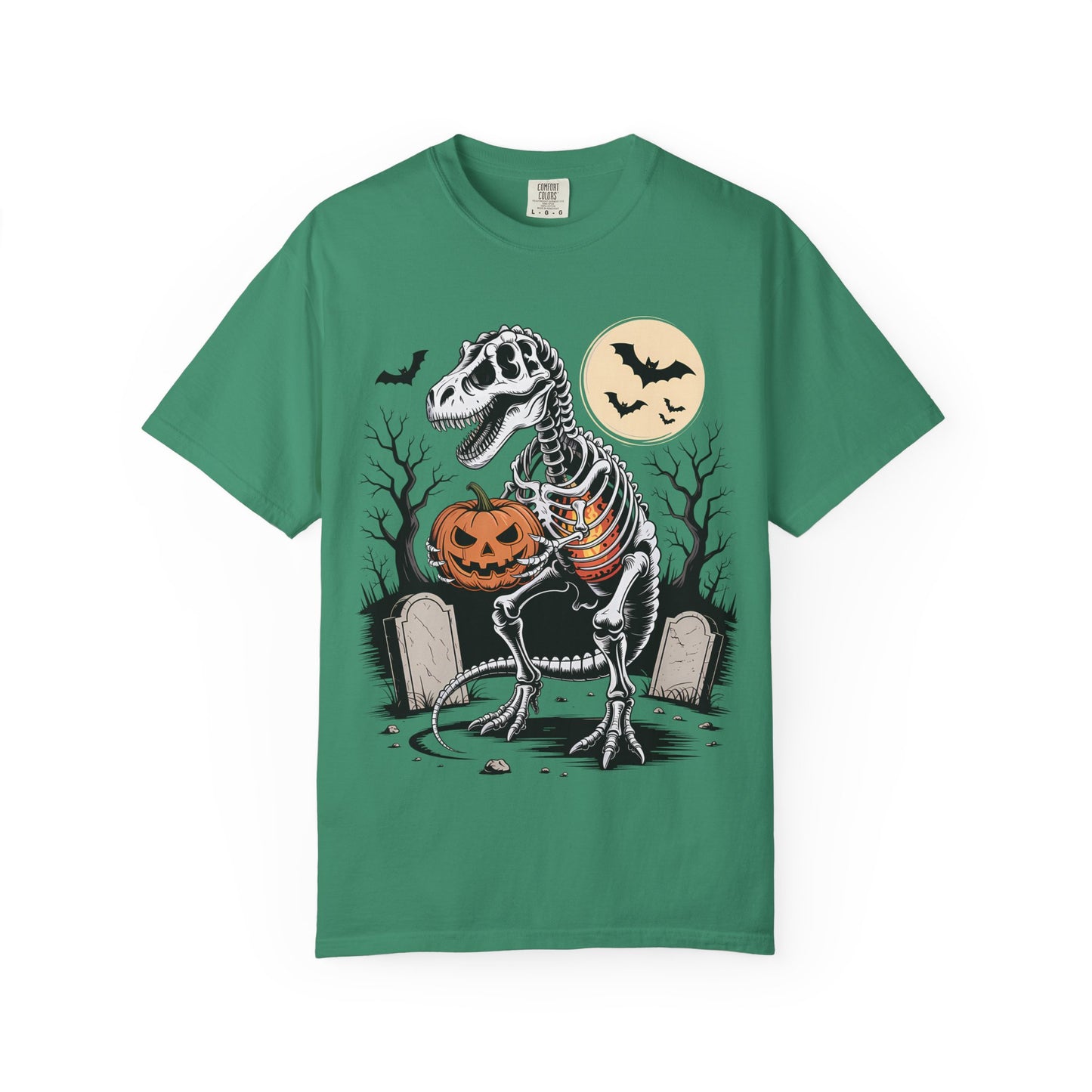 Halloween Skeleton Dino T-Shirt, Unisex Graphic Tee, Spooky T-Shirt, Fall Fashion, Trick or Treat Shirt, Costume Party Top