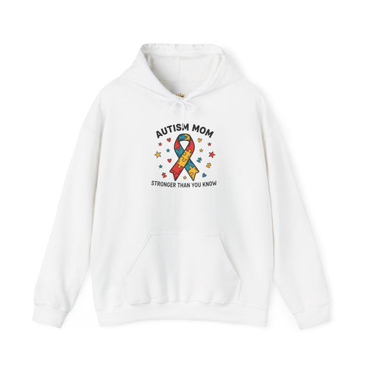 Autism Mom Hoodie — "Stronger Than You Know" Puzzle Ribbon Sweatshirt
