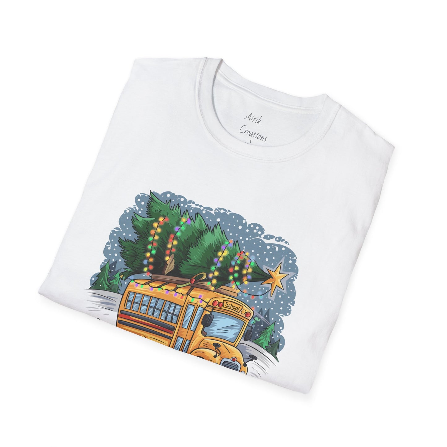 Unisex Softstyle T-Shirt - School Bus with Christmas Tree