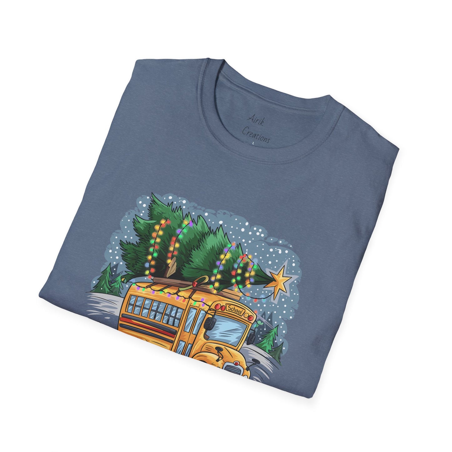 Unisex Softstyle T-Shirt - School Bus with Christmas Tree