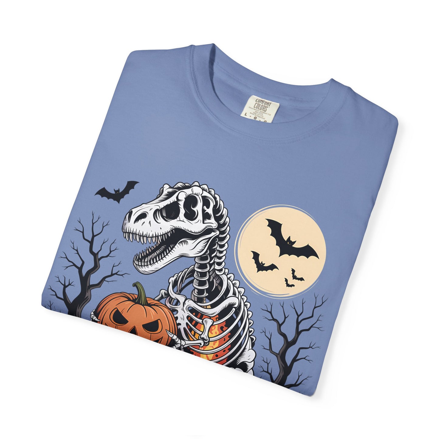 Halloween Skeleton Dino T-Shirt, Unisex Graphic Tee, Spooky T-Shirt, Fall Fashion, Trick or Treat Shirt, Costume Party Top