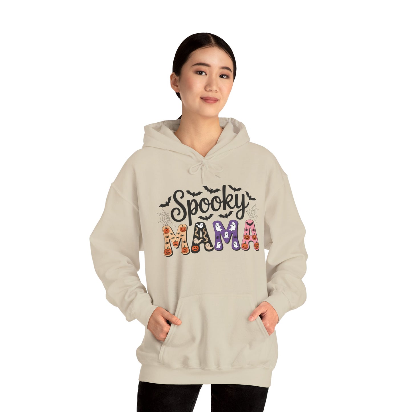 Spooky Mama Hooded Sweatshirt | Cozy Halloween Apparel, Unisex Sweatshirt, Gift for Halloween Lovers, Fall Fashion, Casual Hoodie