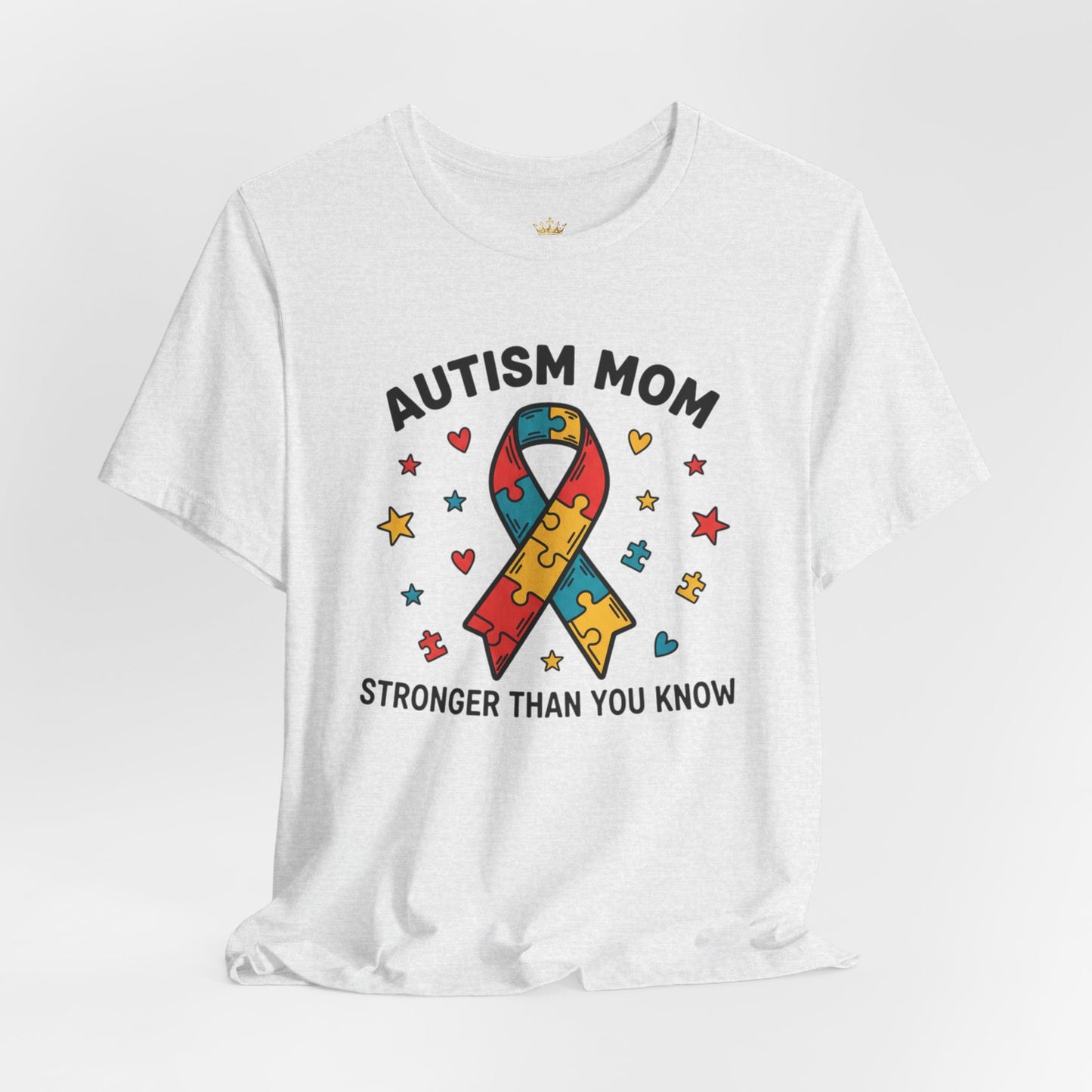 Autism Mom Tee — "AUTISM MOM – STRONGER THAN YOU KNOW" Puzzle Ribbon Shirt