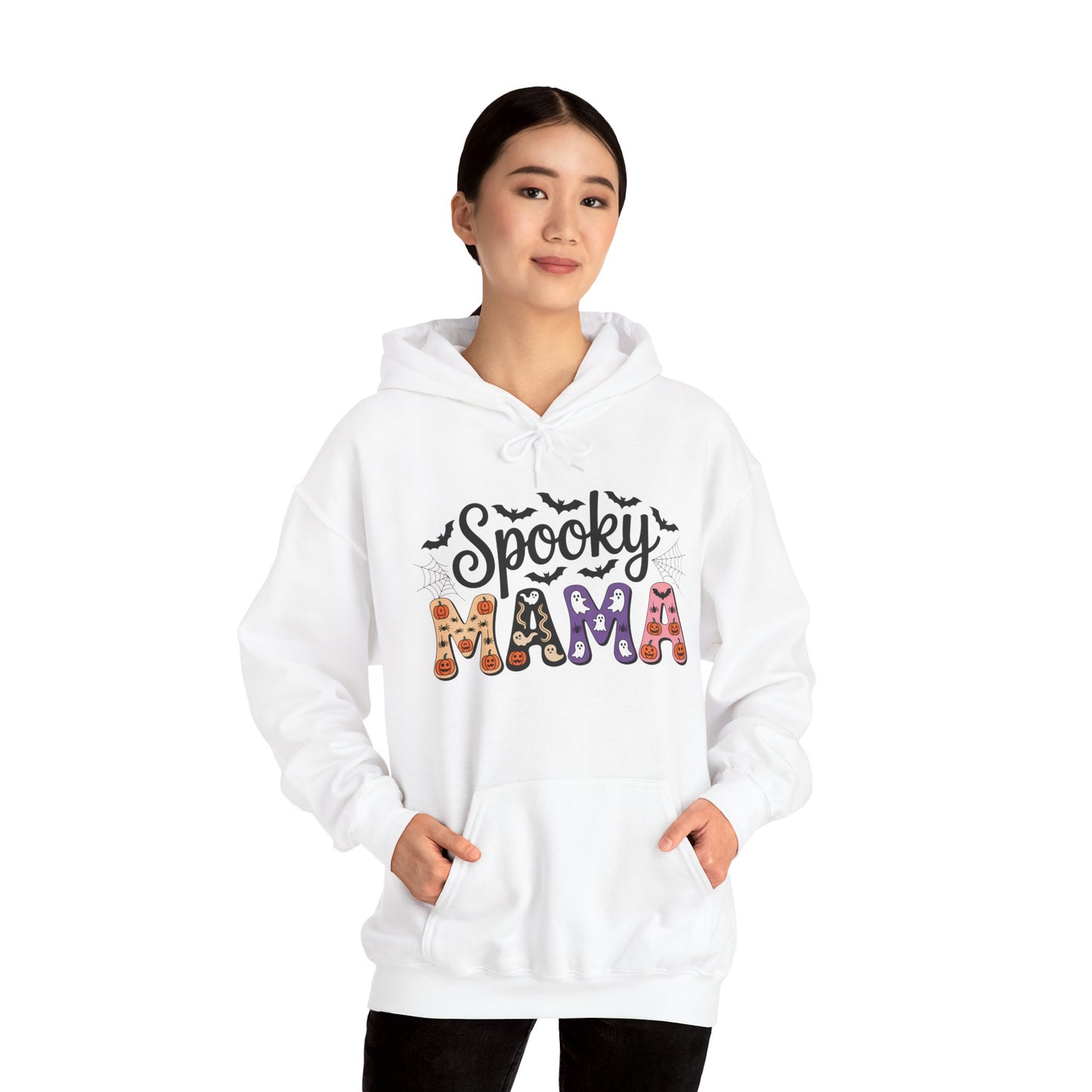 Spooky Mama Hooded Sweatshirt | Cozy Halloween Apparel, Unisex Sweatshirt, Gift for Halloween Lovers, Fall Fashion, Casual Hoodie