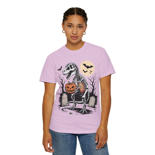 Halloween Skeleton Dino T-Shirt, Unisex Graphic Tee, Spooky T-Shirt, Fall Fashion, Trick or Treat Shirt, Costume Party Top