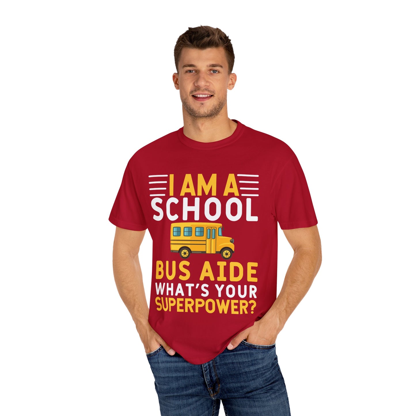 Unisex Garment-Dyed T-shirt - School Bus Super Power