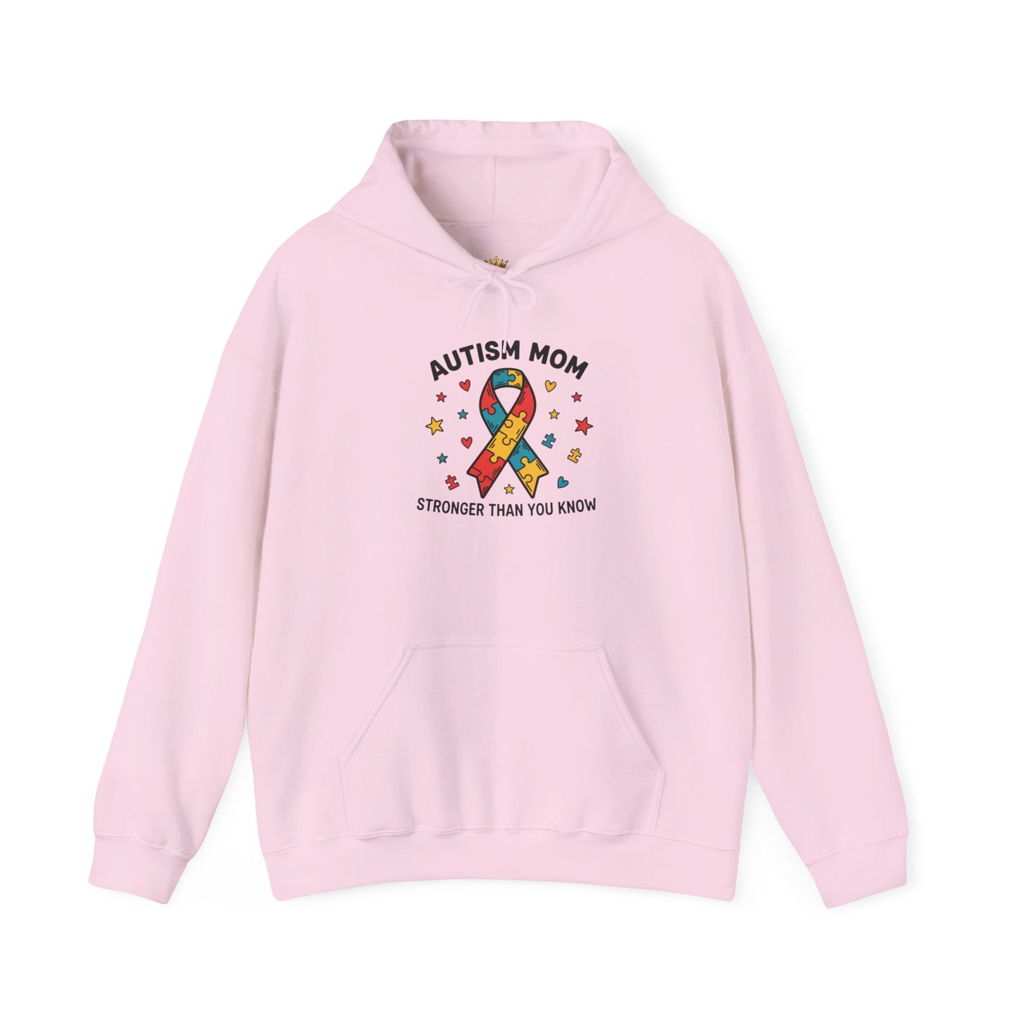 Autism Mom Hoodie — "Stronger Than You Know" Puzzle Ribbon Sweatshirt